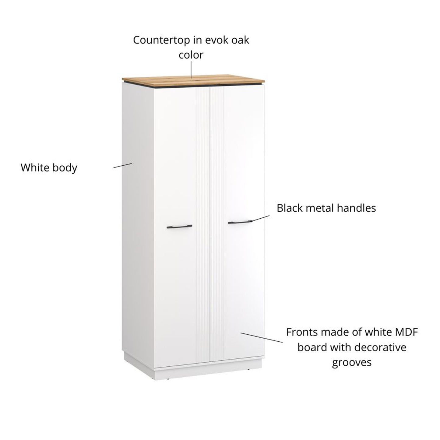 Velutto Two Door Wardrobe Contemporary Style - White / Evoke Oak