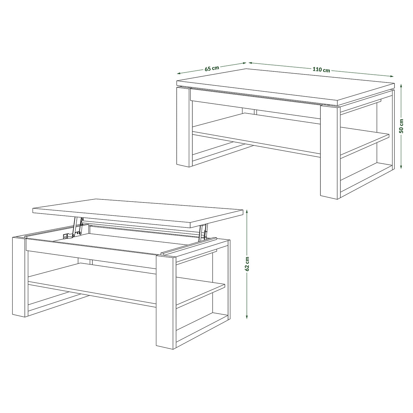 NUO Lift Top Coffee Table Contemporary Style - Artisan Oak / Beige