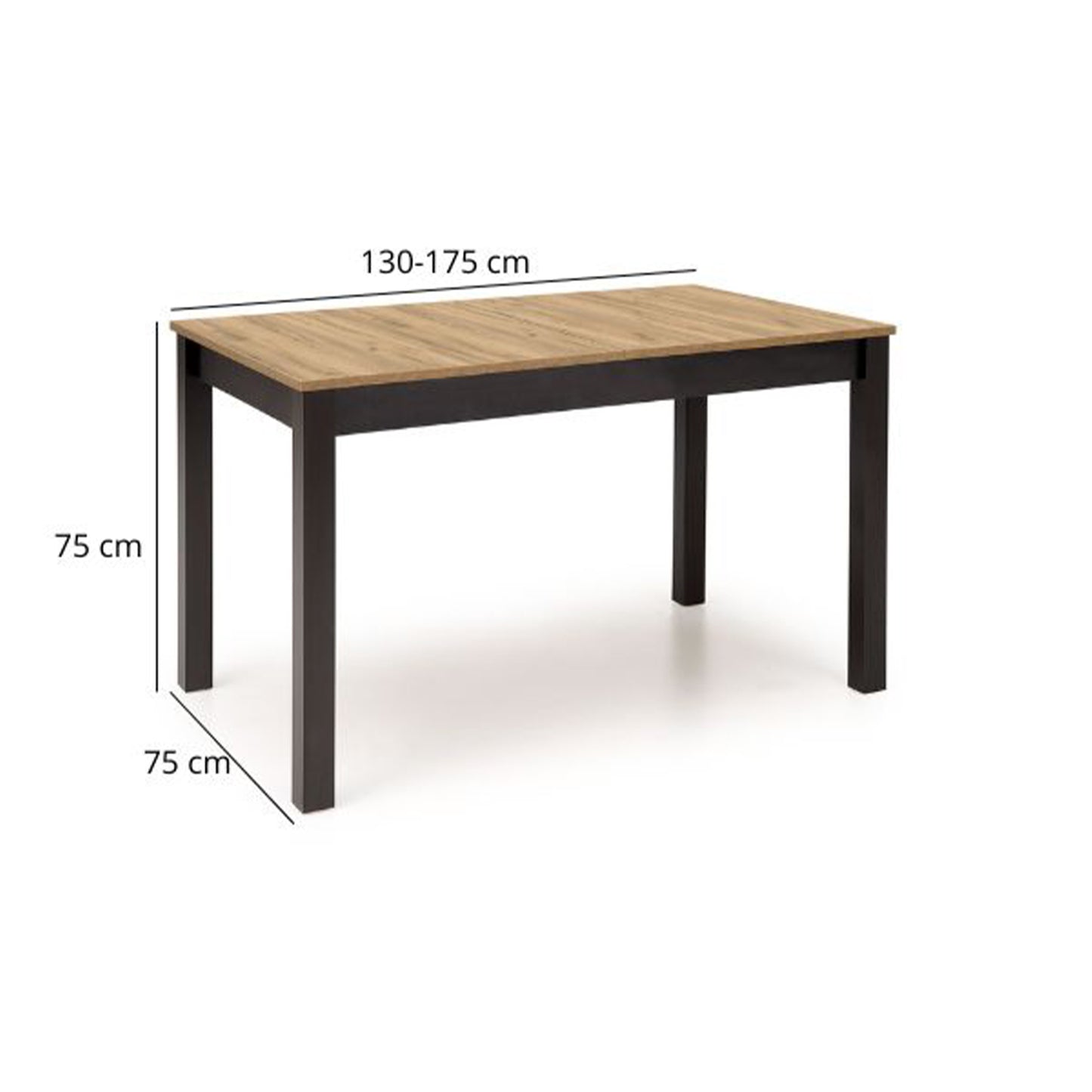 Tor Extendable Dining Table - Gold Craft Oak / Black