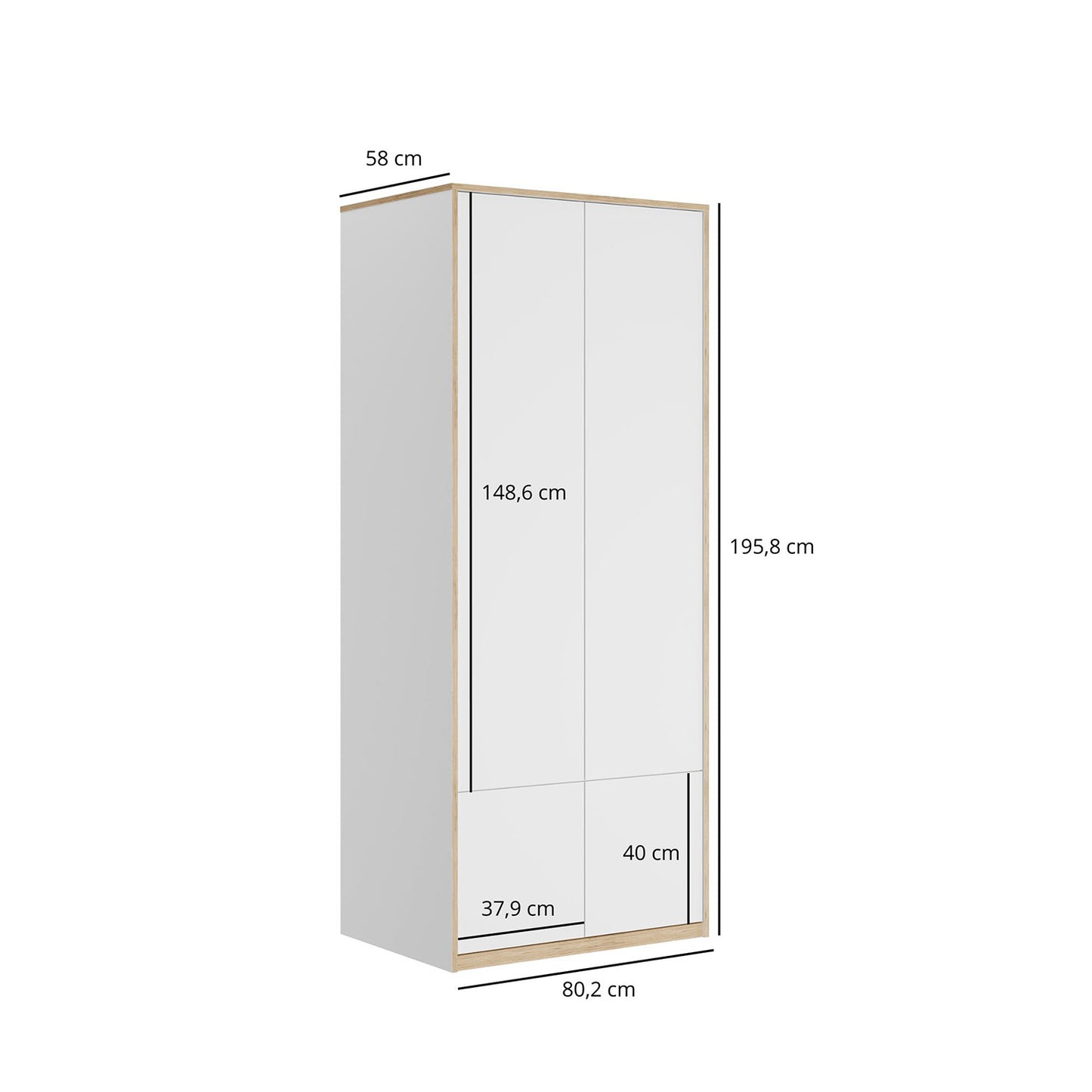 Complex 4 Door Wardrobe Modern Style - White
