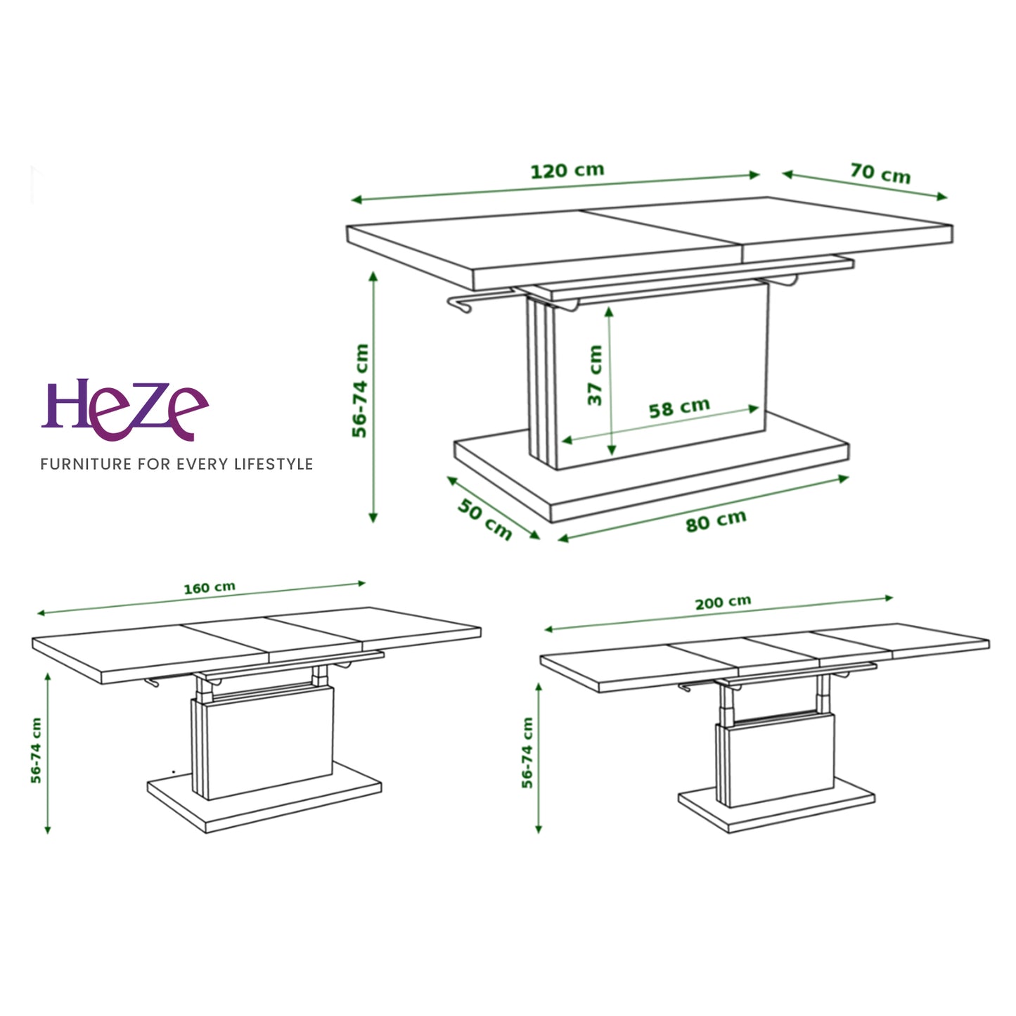 Astrid 70 - 2 in 1 Extending Coffee / Dining Table - Sonoma Oak