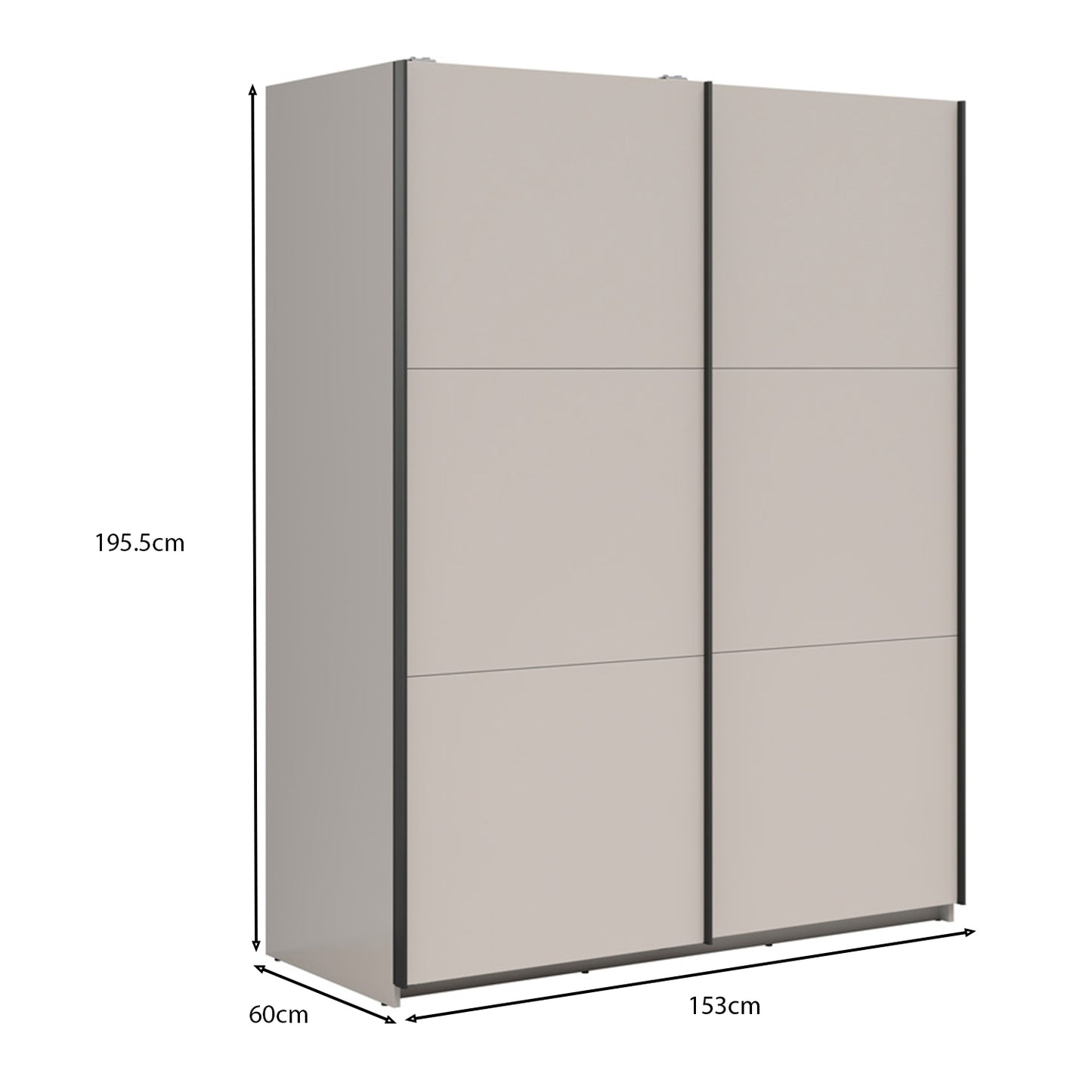 Exter Minimalist Sliding Door Wardrobe 153cm - Cashmere