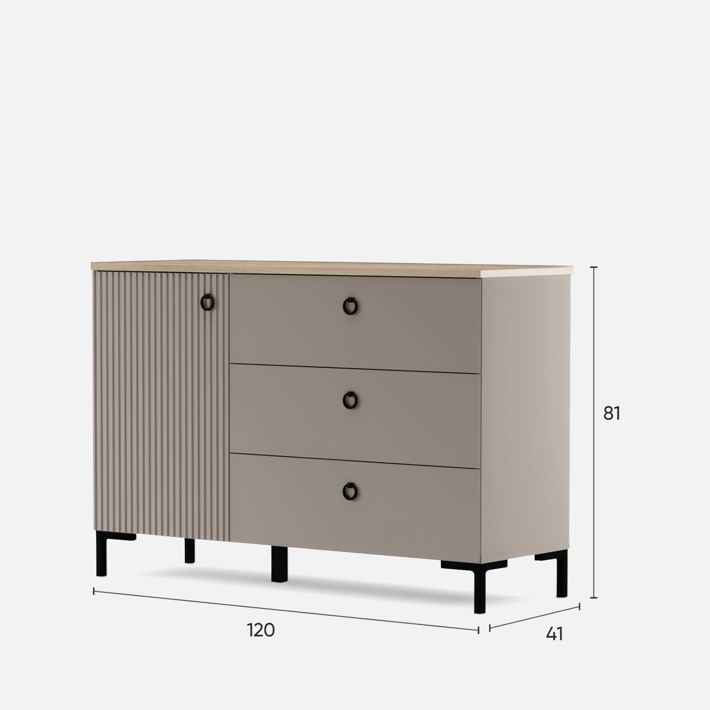 Bella 3 Drawers 1 Door Modern Loft Style Sideboard