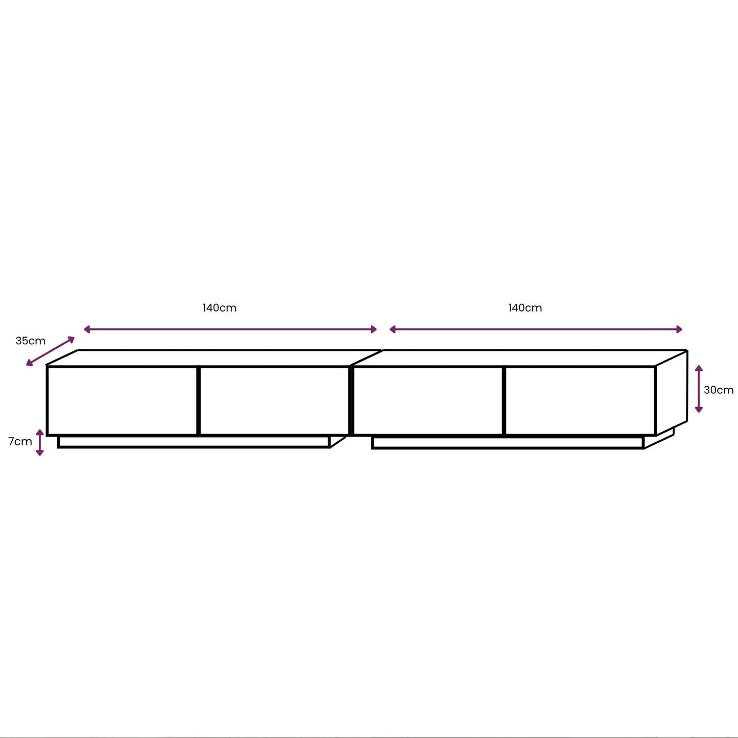 Selene Modern Ribbed-Texture Wide Stand TV Unit with Storage - Cashmere