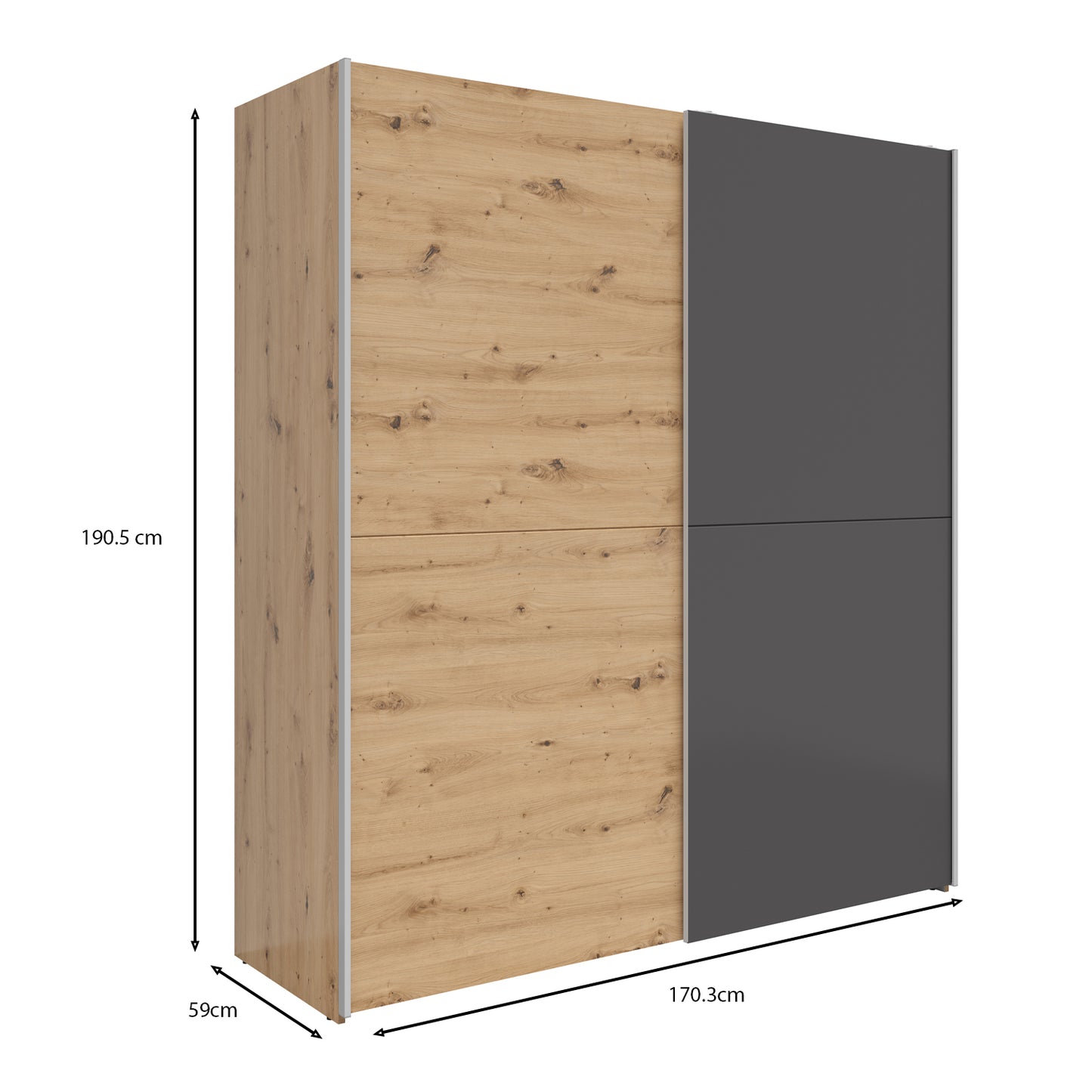 Sonya 2 Door Sliding Wardrobe - Artisan Oak / Graphite