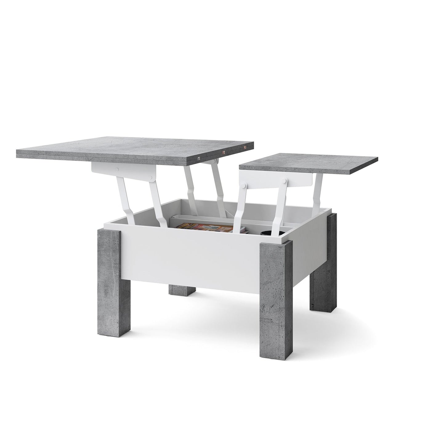 Ozma 2 in 1 Extending Coffee / Dining Table 90-180cm - Concrete / White
