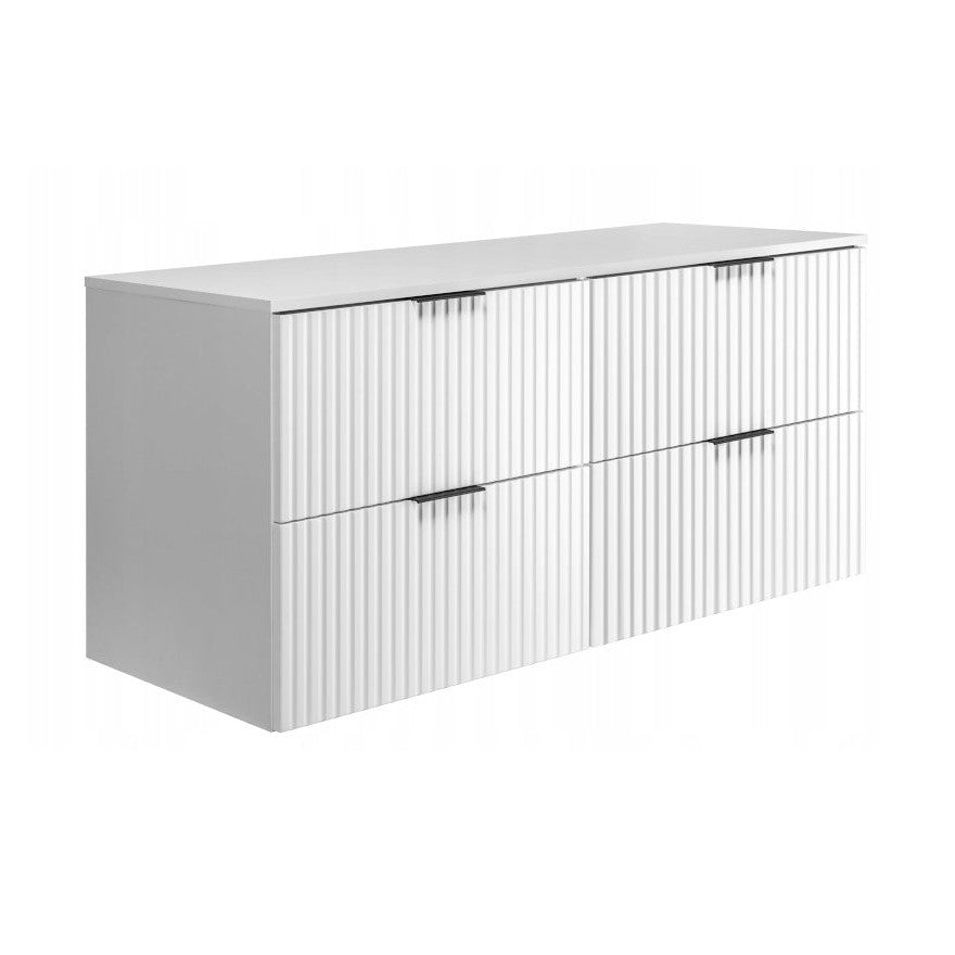 Flow 2 Drawer Bathroom Vanity Cabinet with Worktop 120cm - White