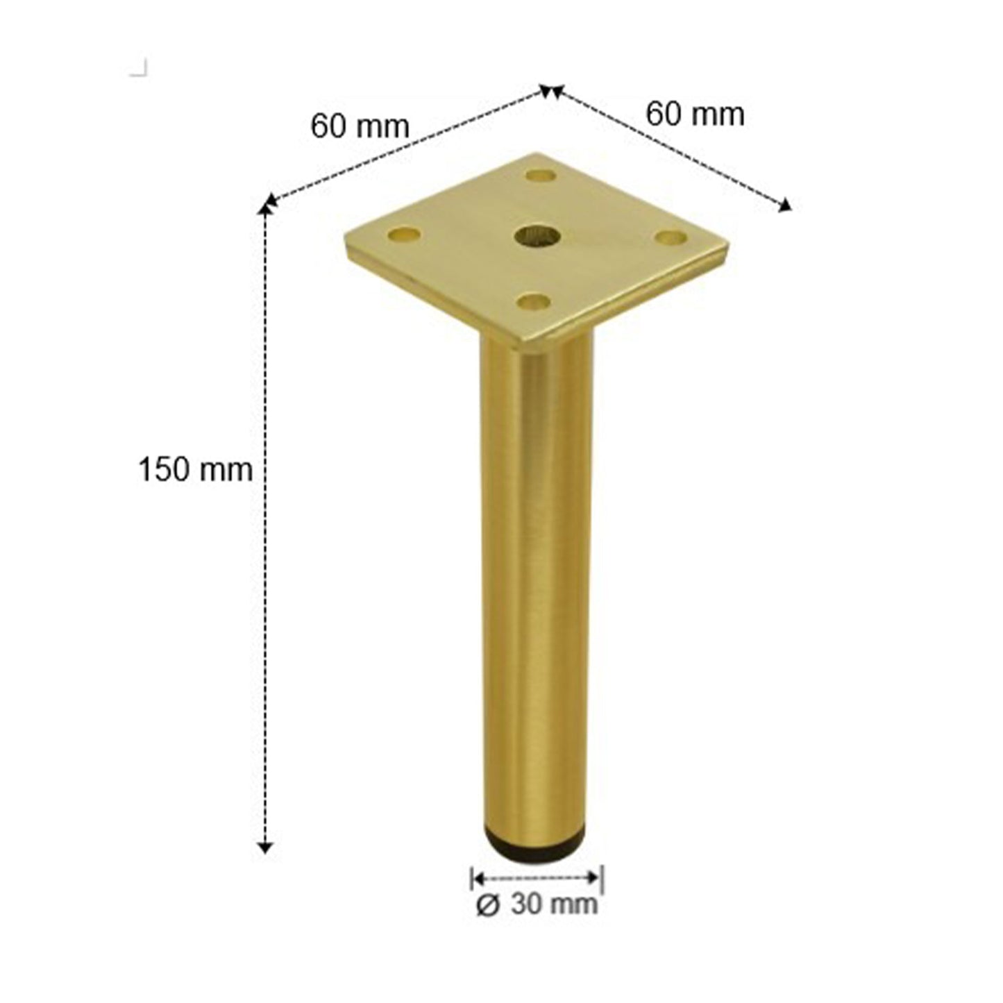 Set of 8 Round Legs for Bathroom Cabinets 15cm - Gold