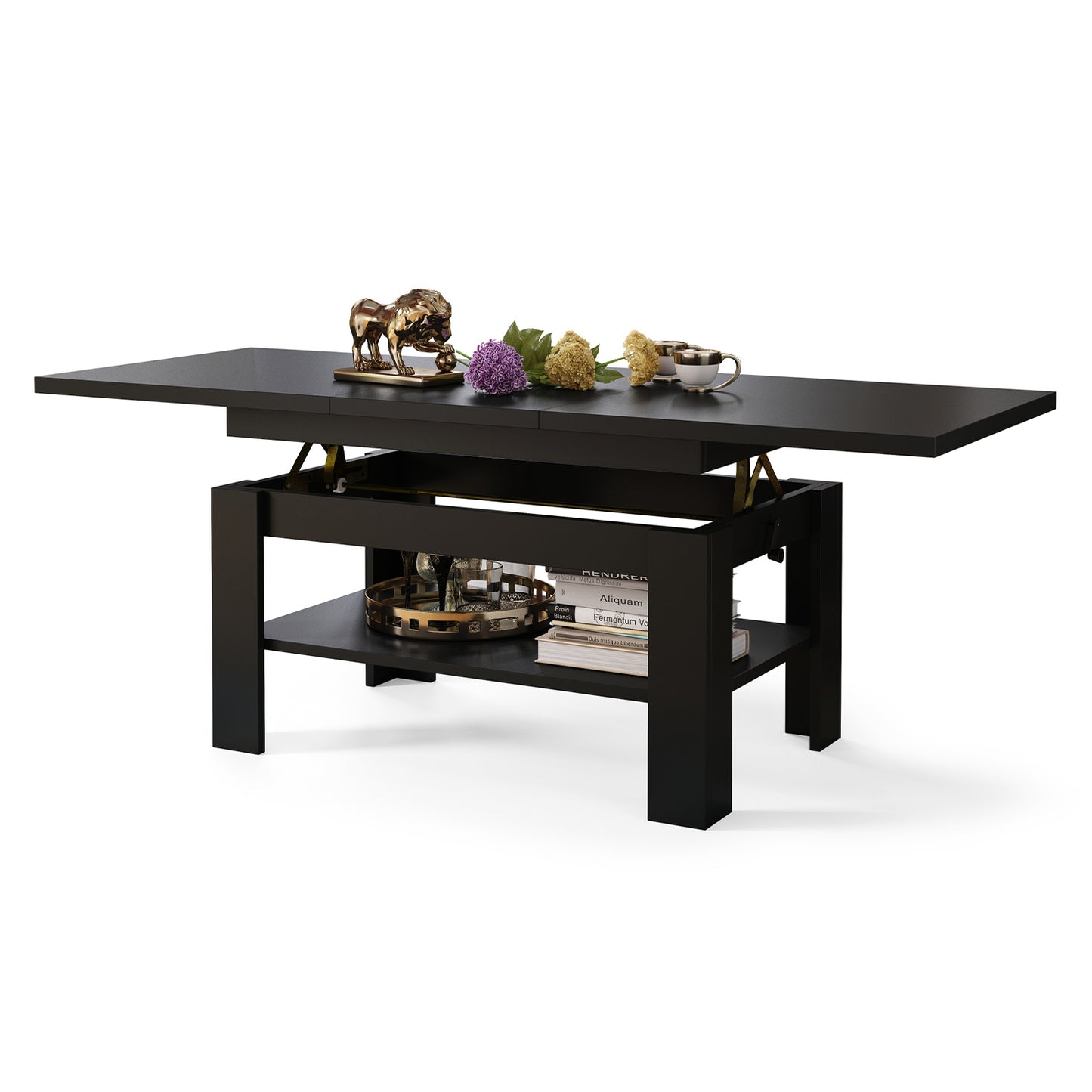 Runa 2 in 1 Extending Coffee / Dining Table 130-170cm - Black