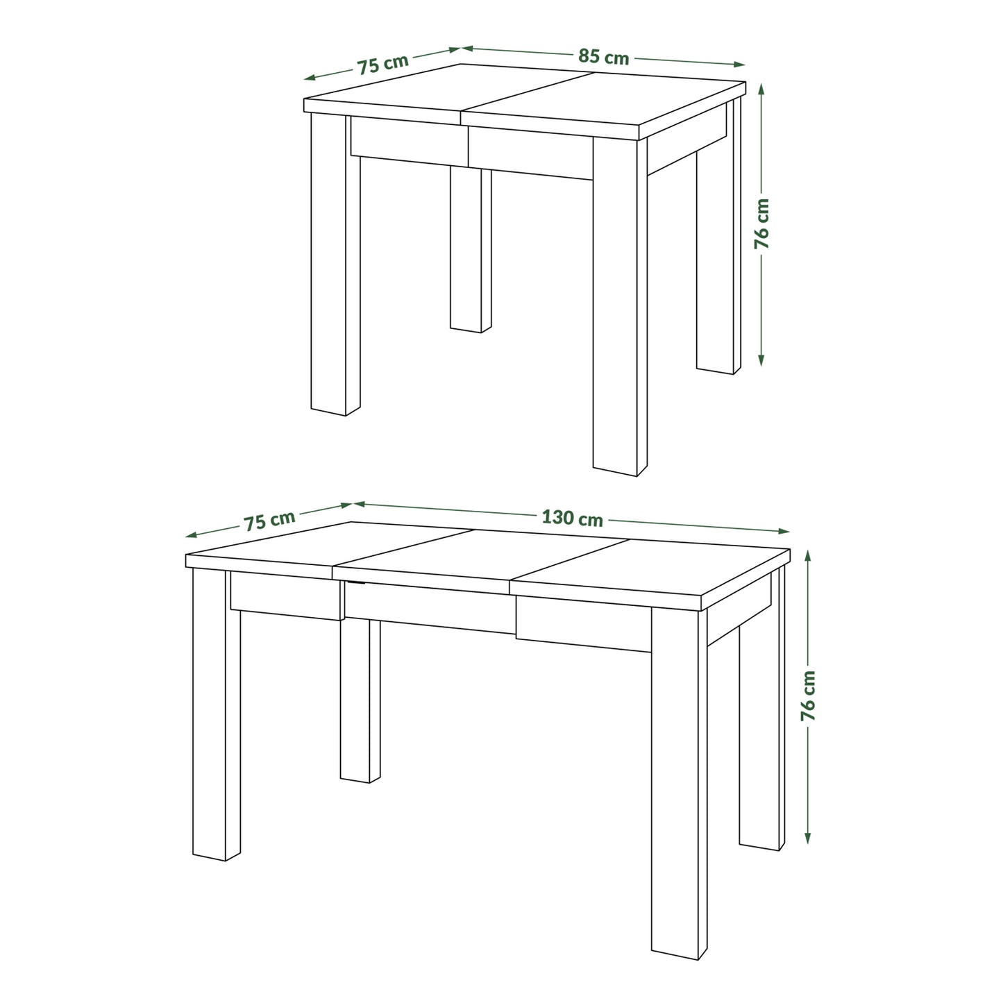 Fonte 85 Modern Extending Dining Table - Black Matt