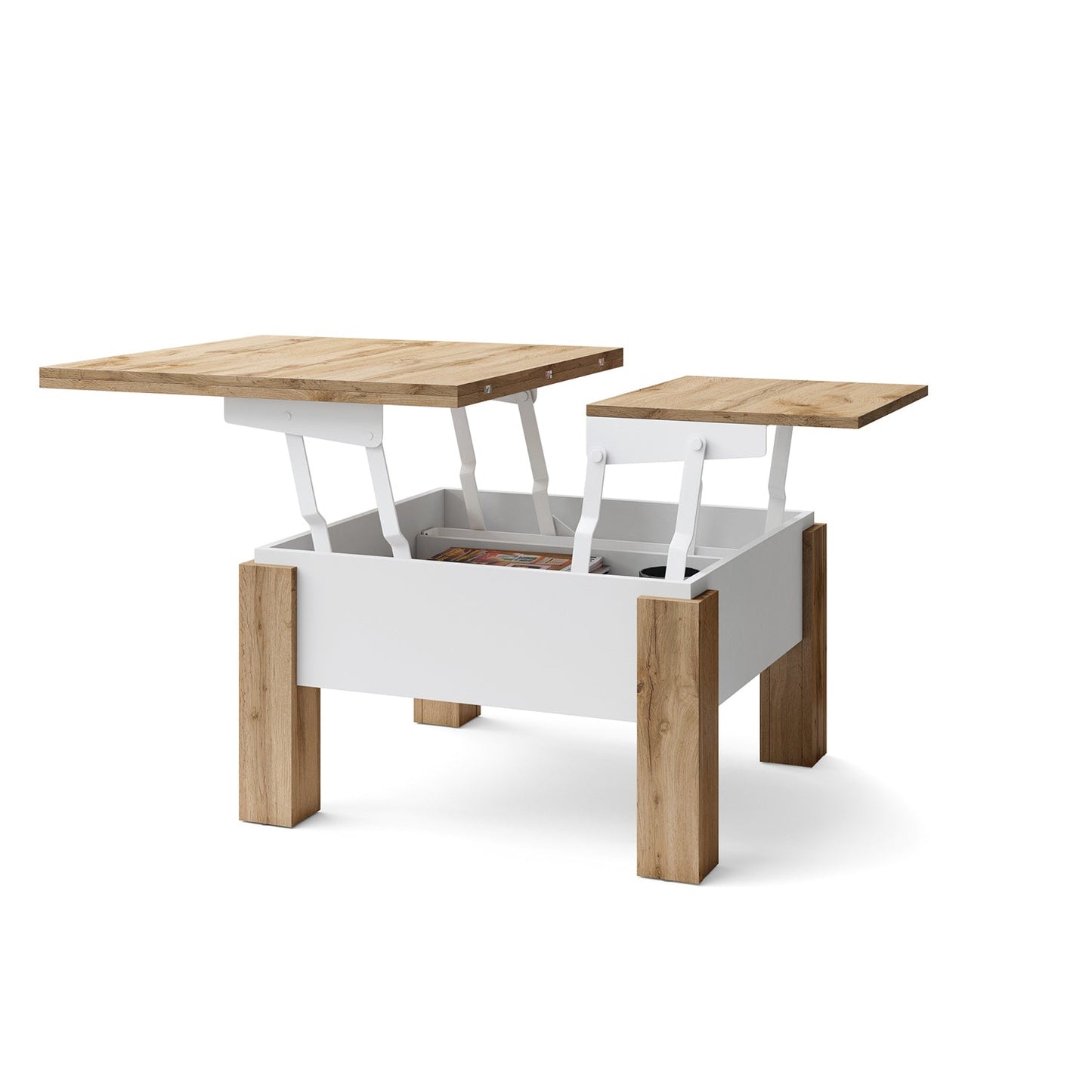 Ozma 2 in 1 Extending Coffee / Dining Table 90-180cm - Wotan Oak / White