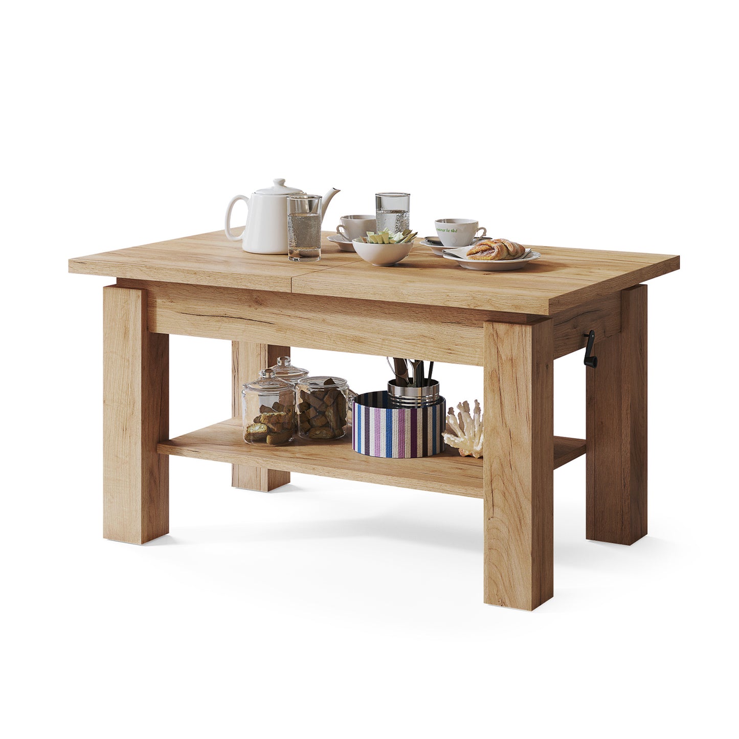 Alva 2 in 1 Extending Coffee / Dining Table 110-150cm - Gold Craft Oak
