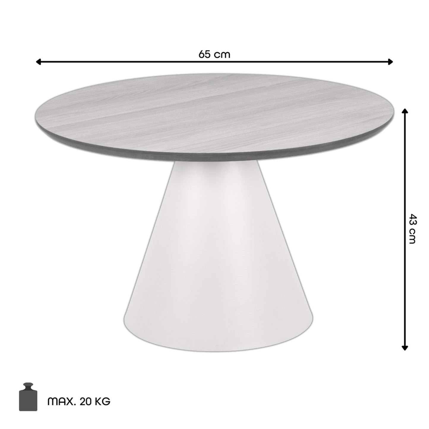 Bosco Coffee Table Round Modern Steel Base & Wood Veneer - Natural Oak / Black