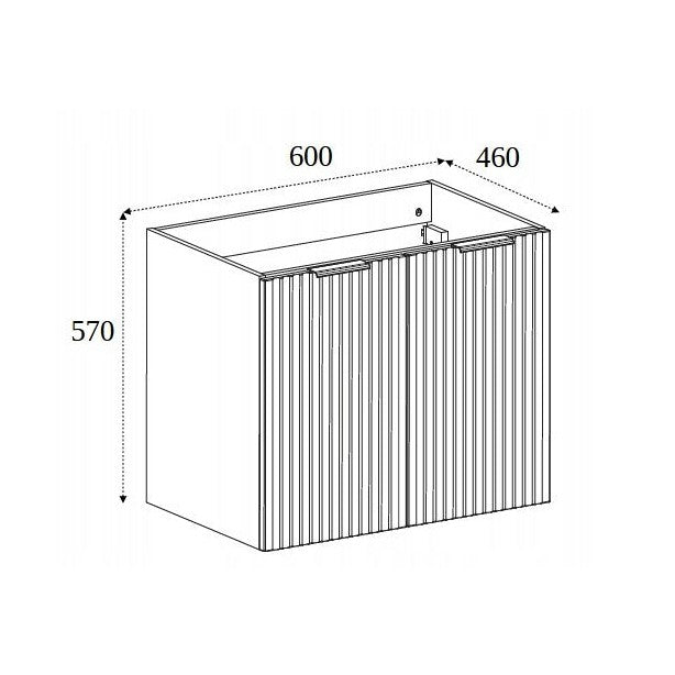 Flow 2 Door Bathroom Vanity Cabinet with 2 Shelves and Basin 60cm - Black