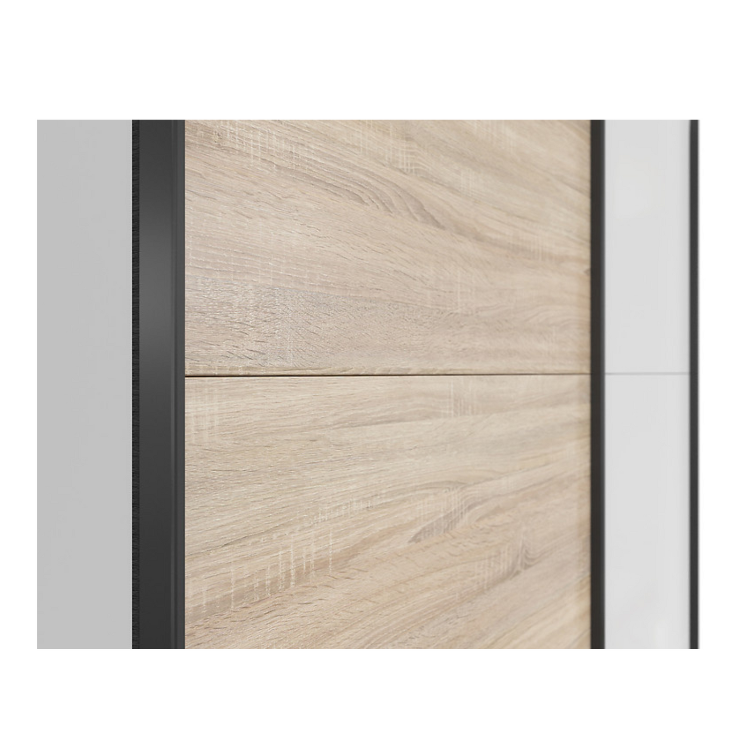 Exter 2 Door Sliding 153cm Wardrobe - White Gloss / Sonoma Oak