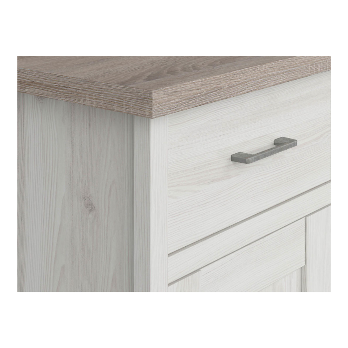 Loca Chest of Drawers 148cm with 2 Doors, 3 Drawers and a Shelf - Sibiu Larch / Dark Sonoma Oak