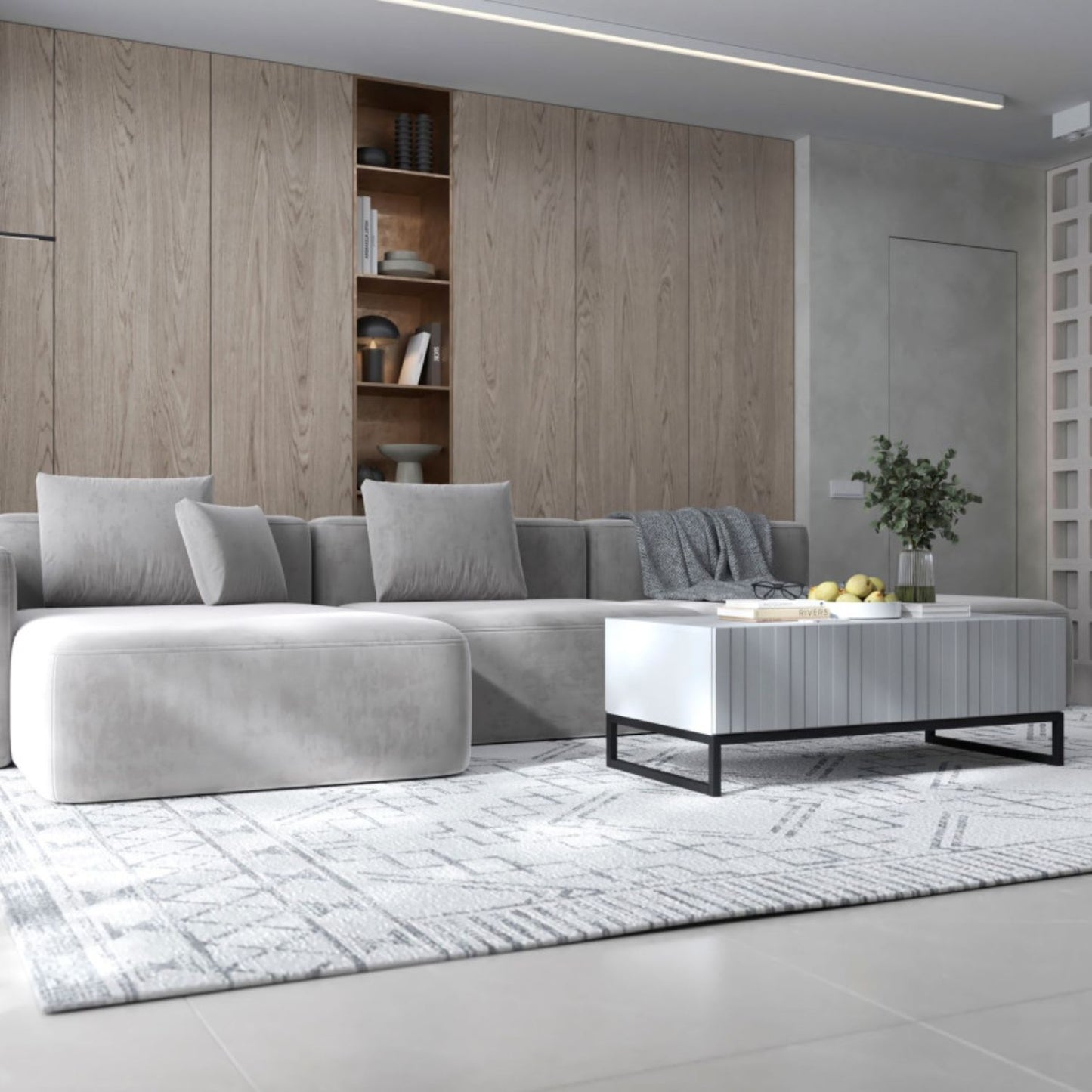 Elpis Glamour Coffee Table 110 cm - White Matt / Black Frame