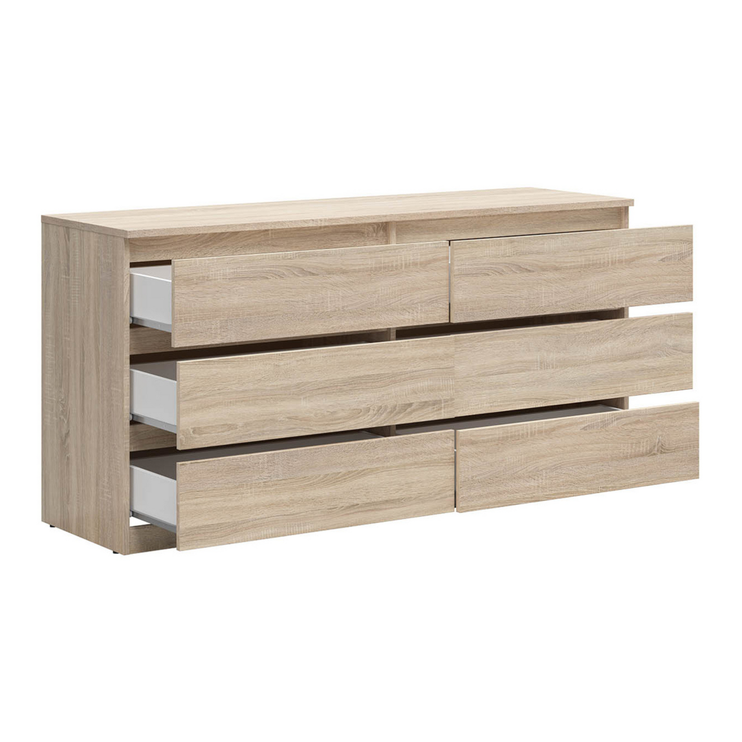 Exter Chest of Drawers 150 cm with 6 Drawers - Sonoma Oak