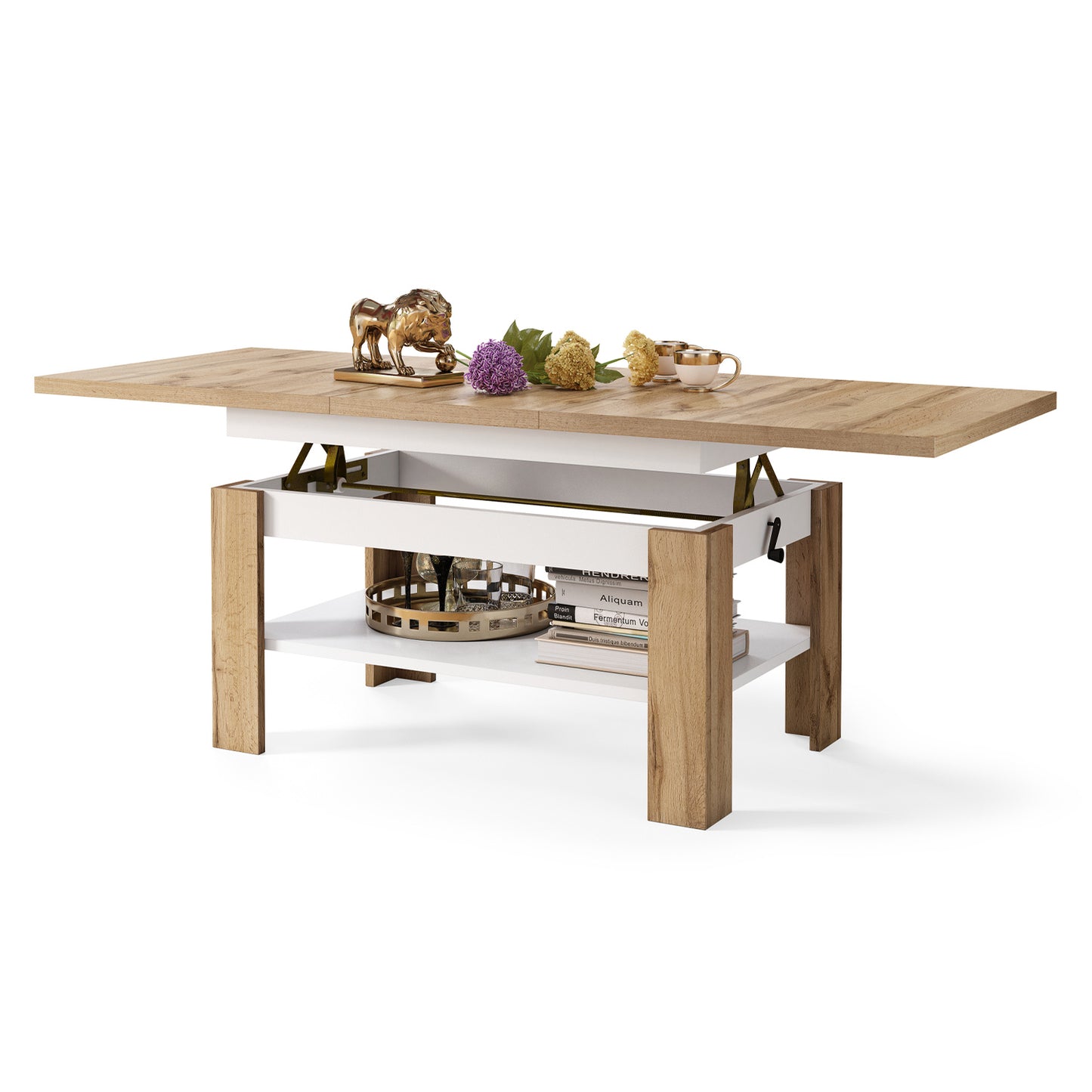 Runa 2 in 1 Extending Coffee / Dining Table 130-170cm - Wotan Oak / White