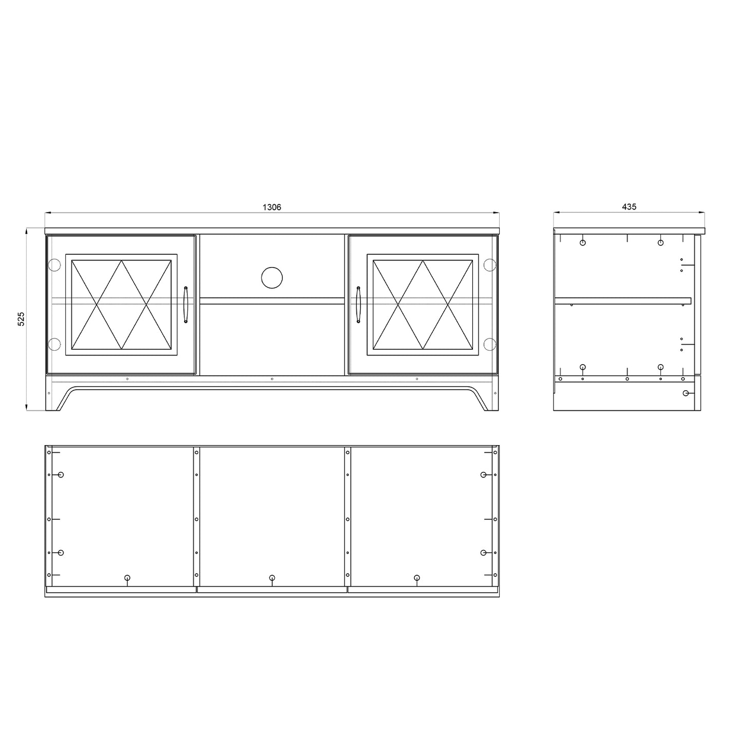 Provenza 2 Door TV Unit with Storage Rustic Style