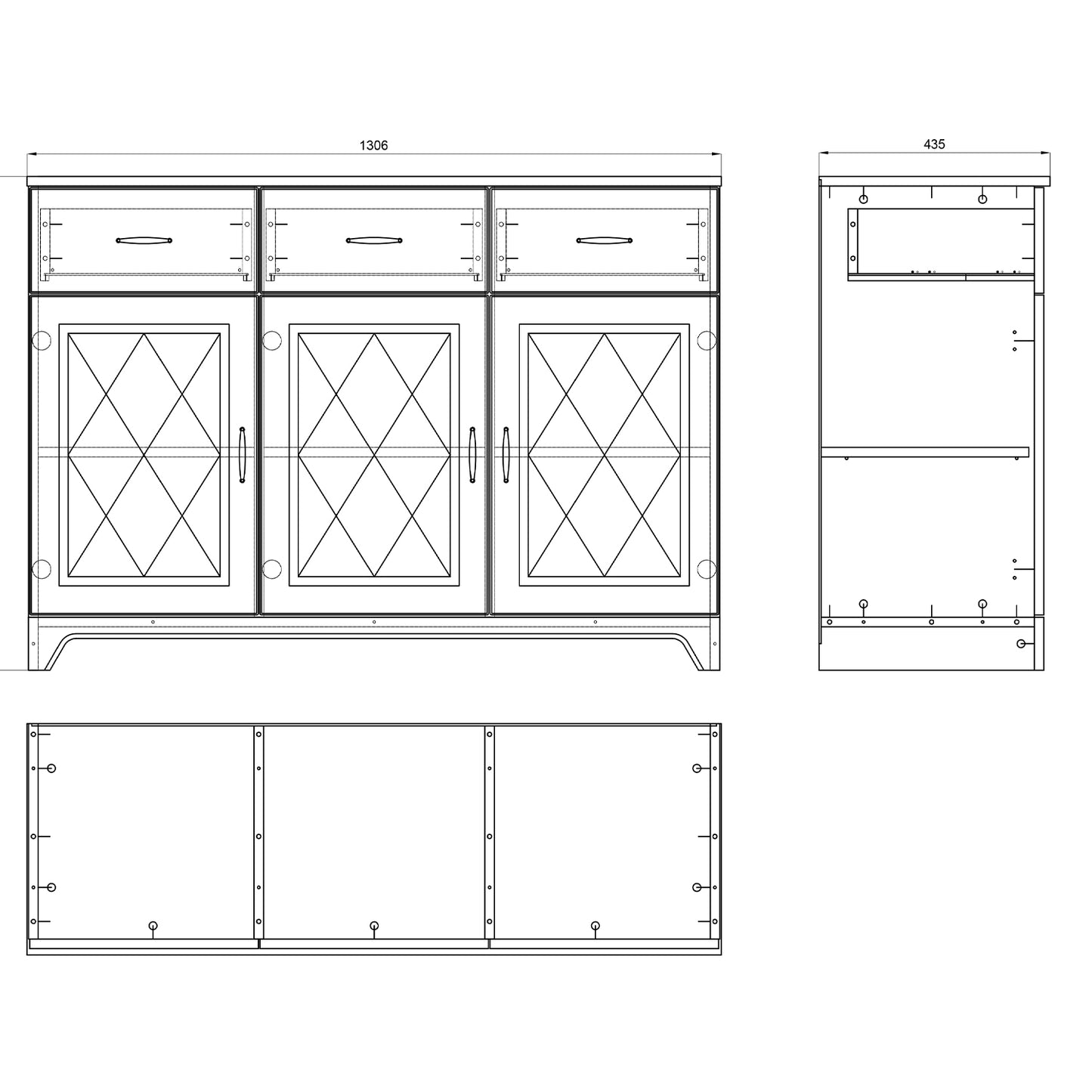 Provenza 3 Door Rusti Style Sideboard