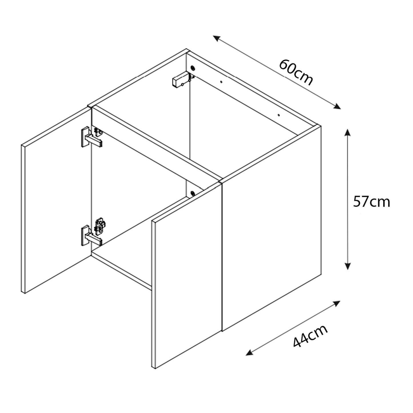 Luxor 3D Diamond Pattern 2 Door Bathroom Vanity Cabinet with Square Worktop Basin 60cm - Oak / Black