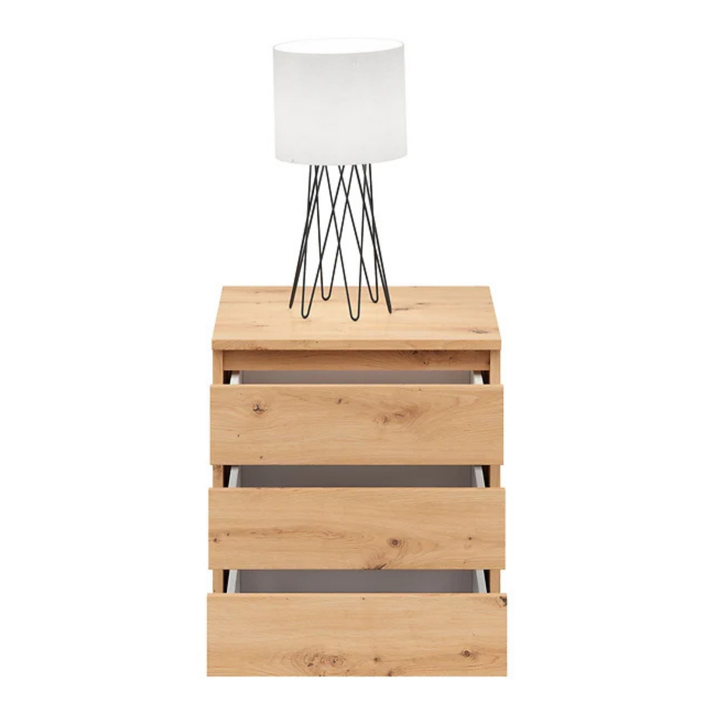 Ares Bedside Table 45cm with 3 Drawers - Artisan Oak