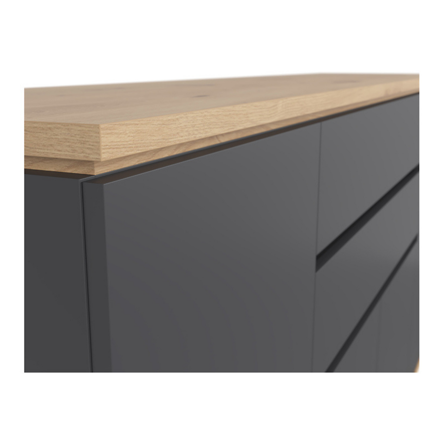Yodi Chest of Drawers 184cm with 4 Doors and 2 Drawers - Graphite / Artisan Oak