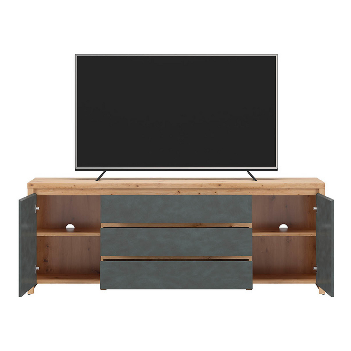 Aries TV Cabinet 190cm with 2 Doors and 3 Drawers - Artisan Oak / Matera