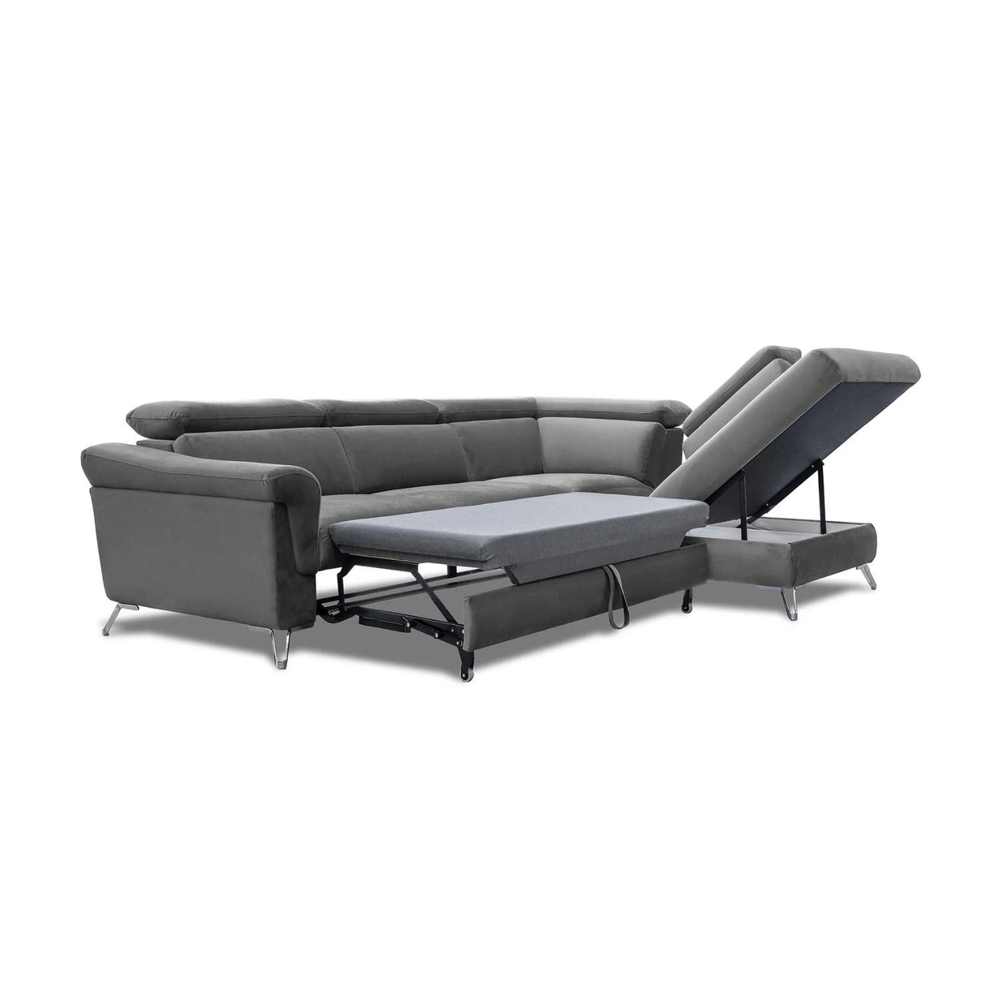 Hampton Corner Sofa Bed with Storage- Dark Grey