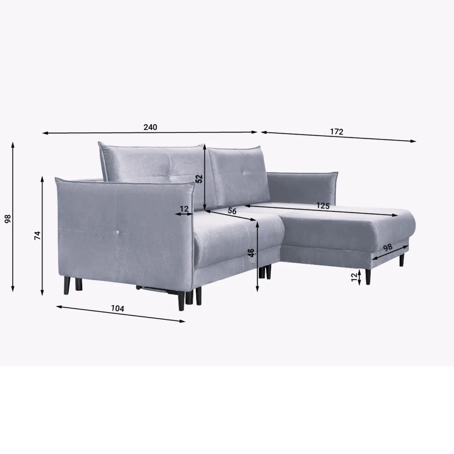 Haiti Corner Sofa Bed with Storage-Green