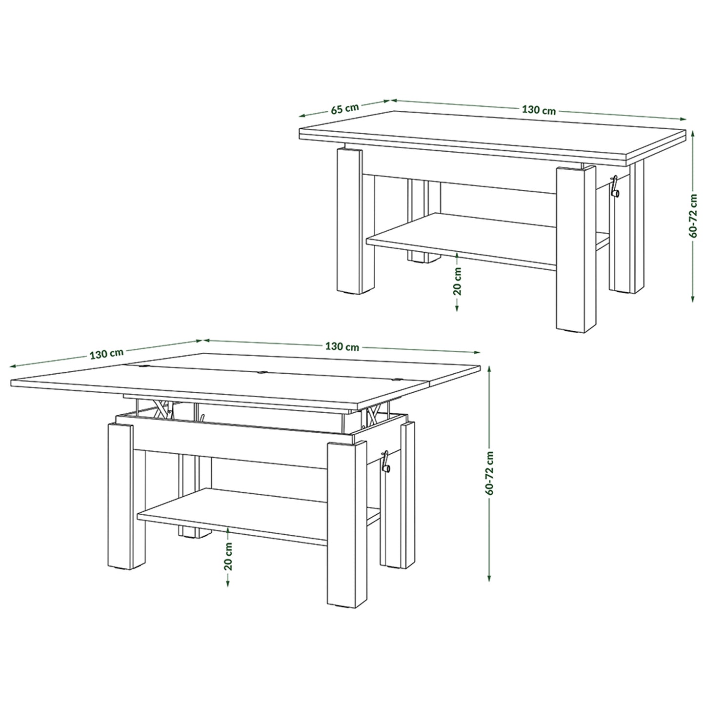 Berit 2 in 1 Extending Coffee / Dining Table - Brown Oak / Black Matt