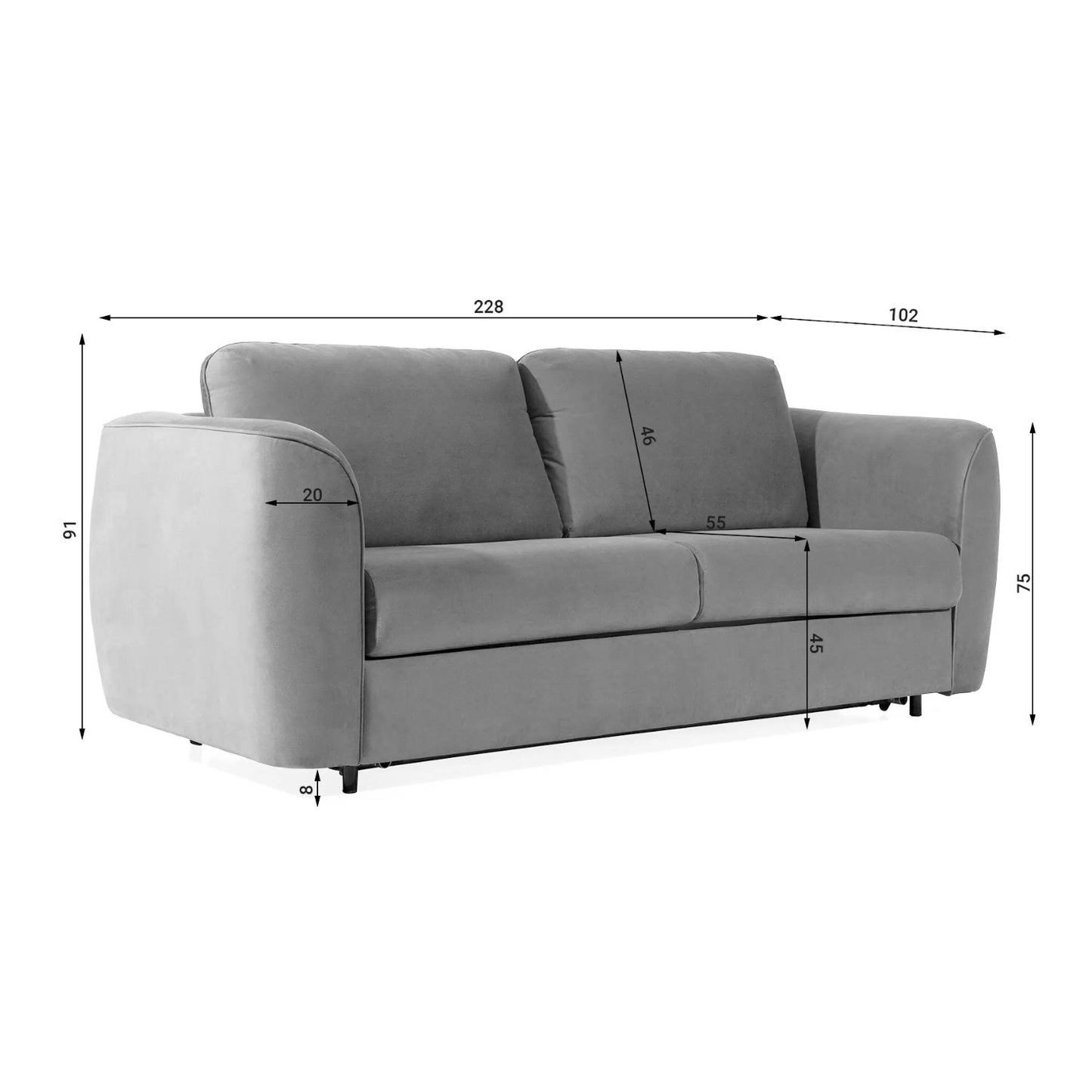Cali Sofa with Italian Bed Function-Green