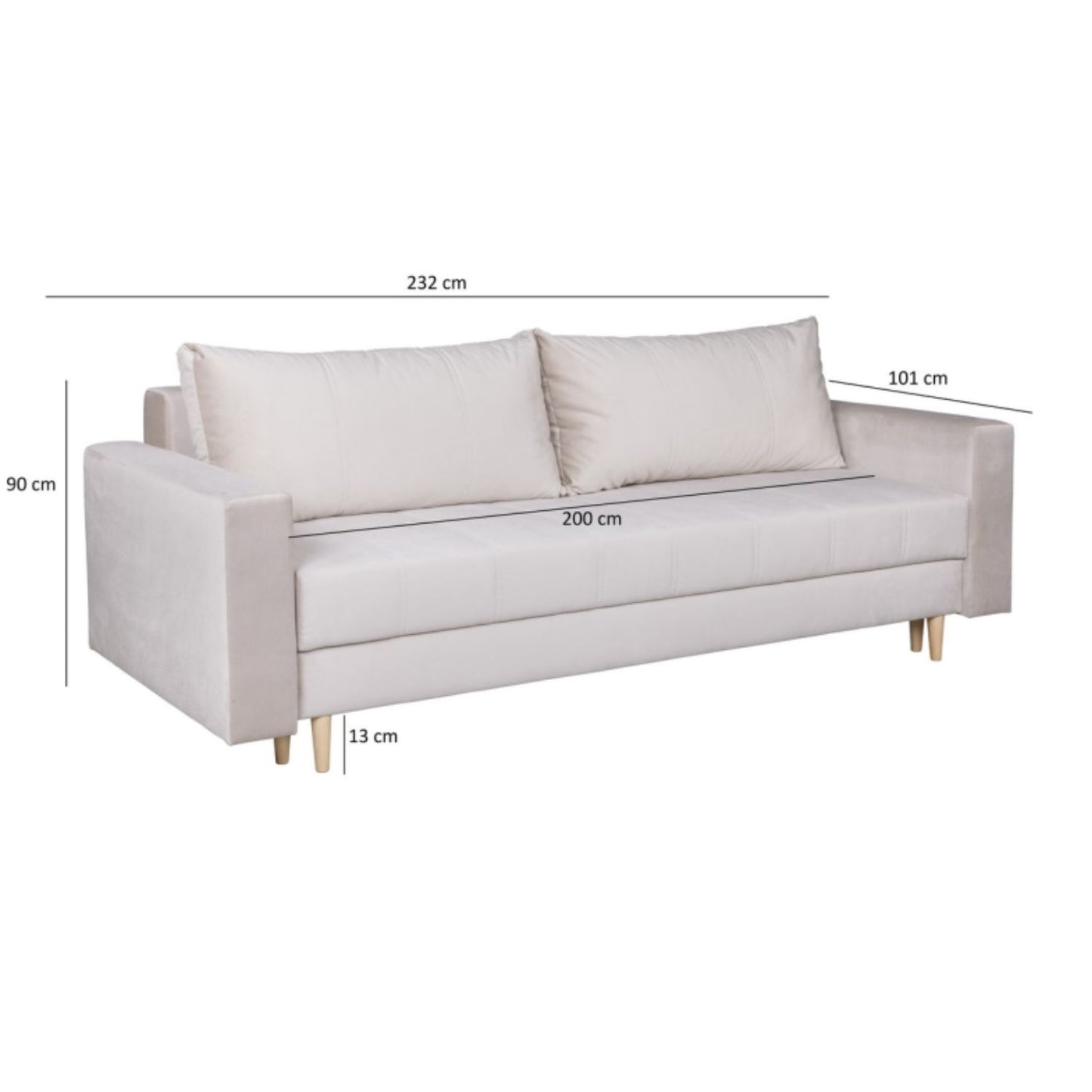 Silla 3 Seater Sofa Bed with Storage - Beige