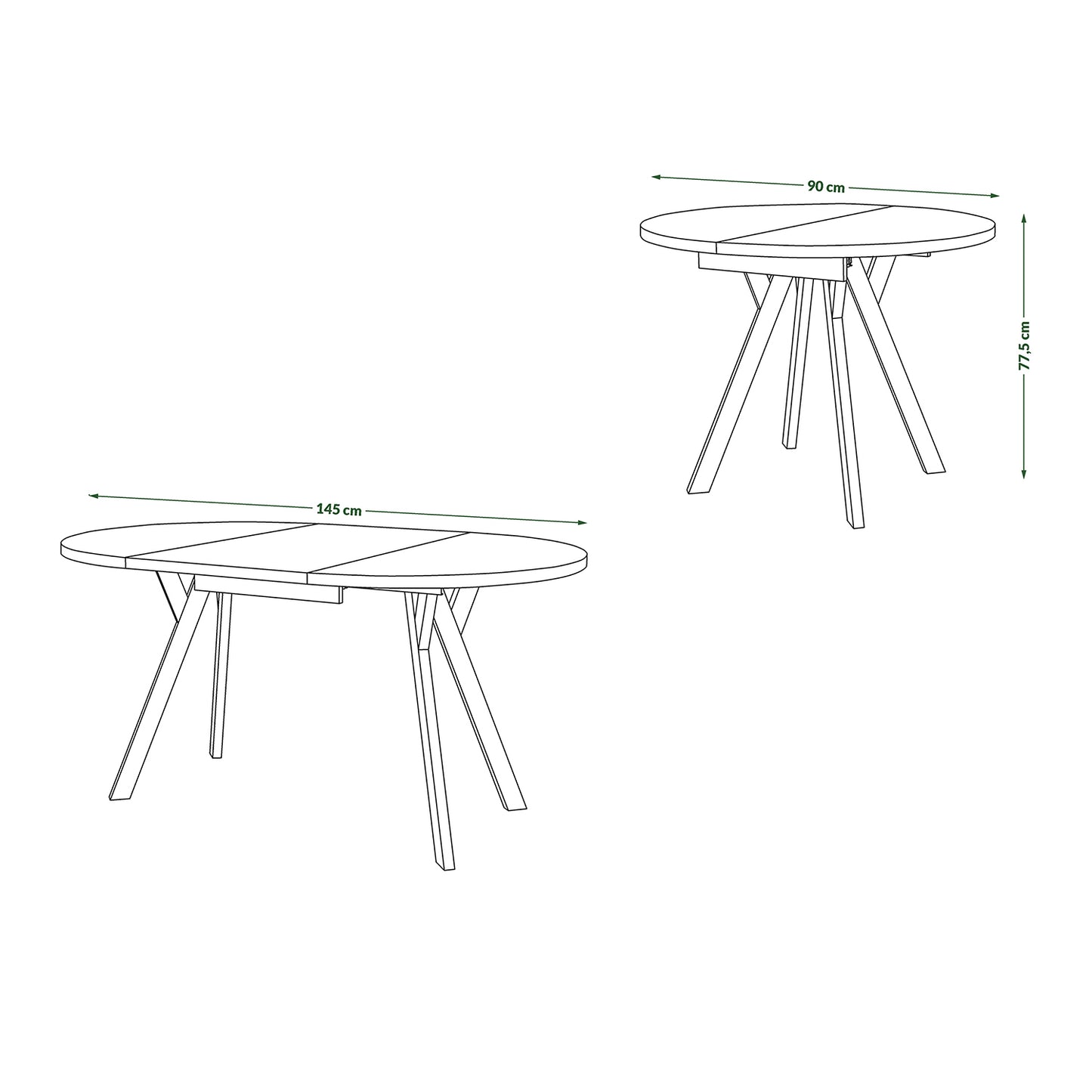 Aldo Modern Round to Oval Extendable Table 90 cm – White / Black