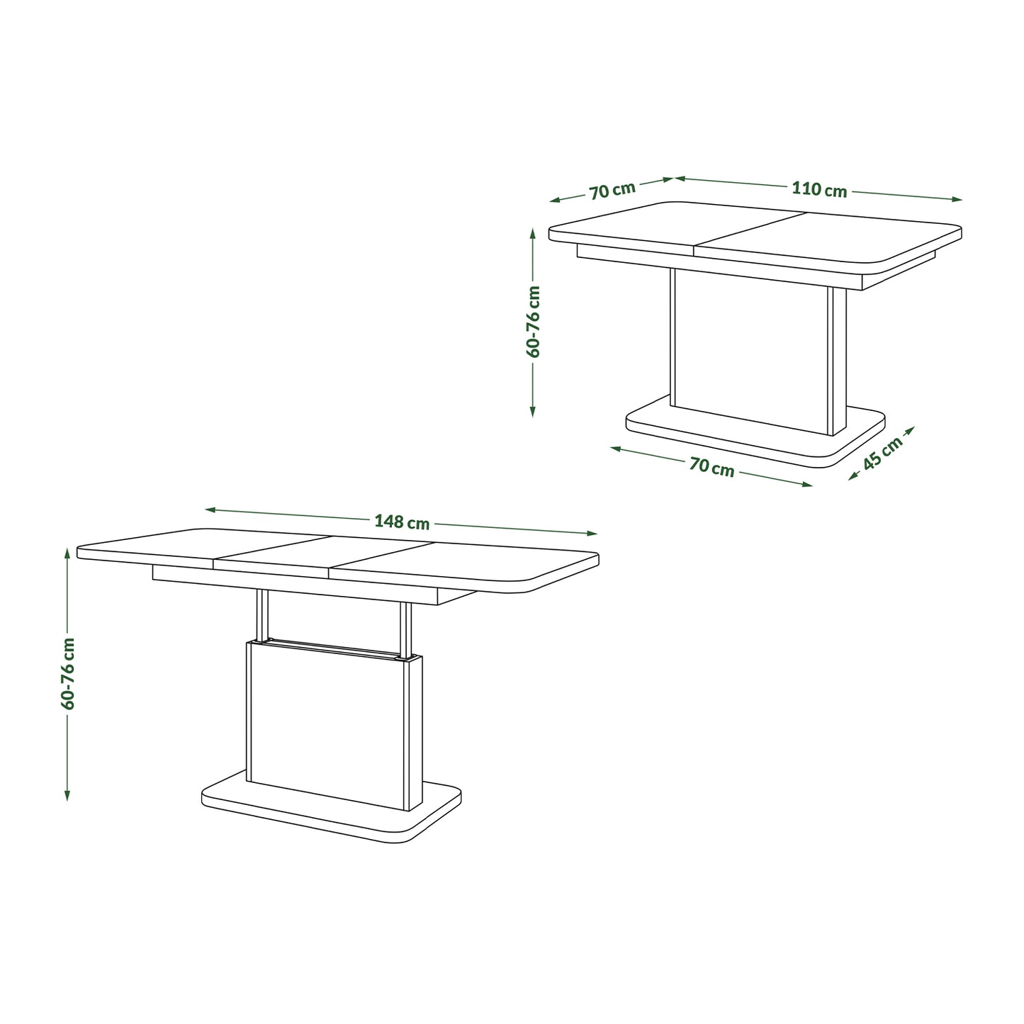 Astrid Mini Z - 2 in 1 Extending Coffee / Dining Table - Elegant Walnut