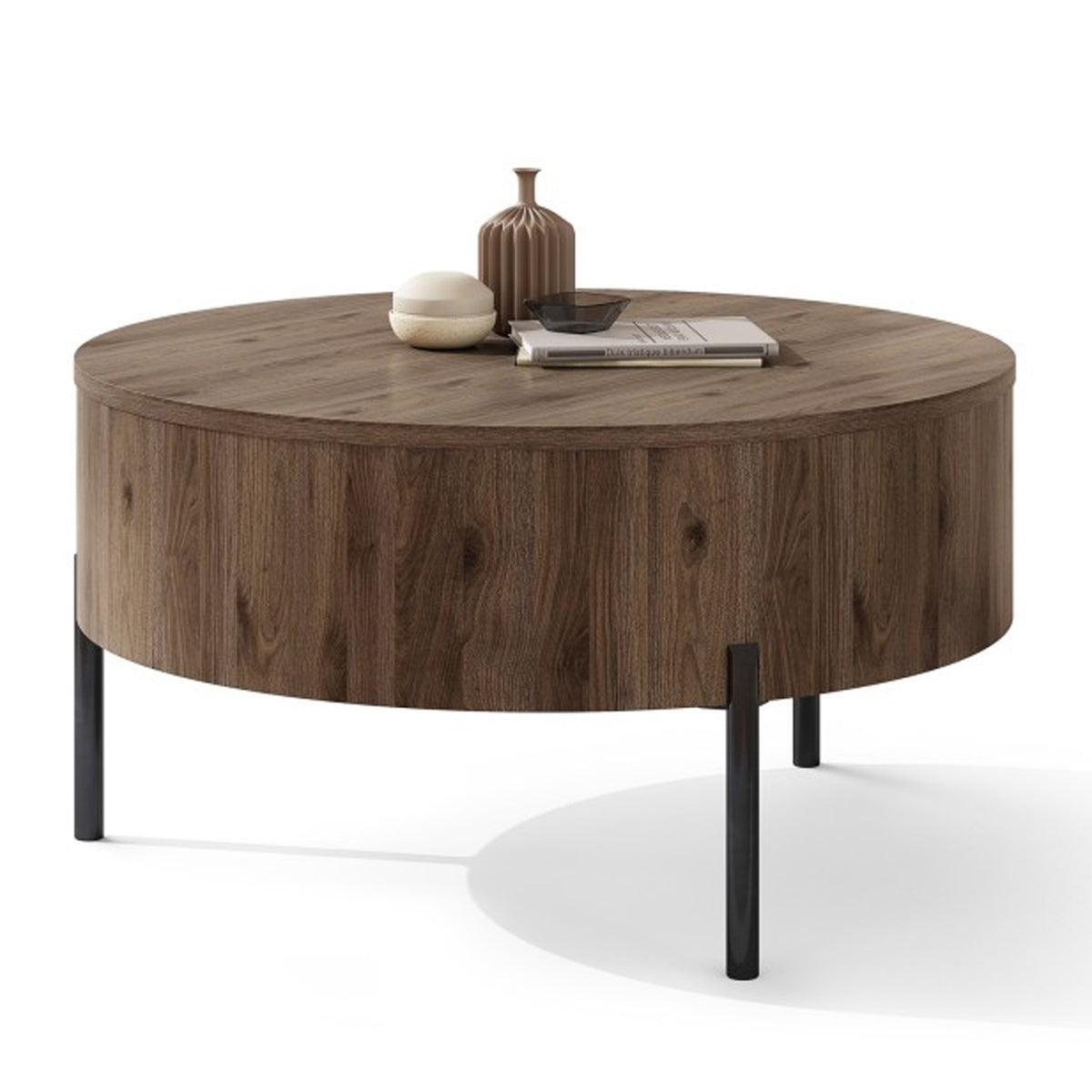 Frida Modern Coffee Table with Hidden Storage - Elegant Walnut