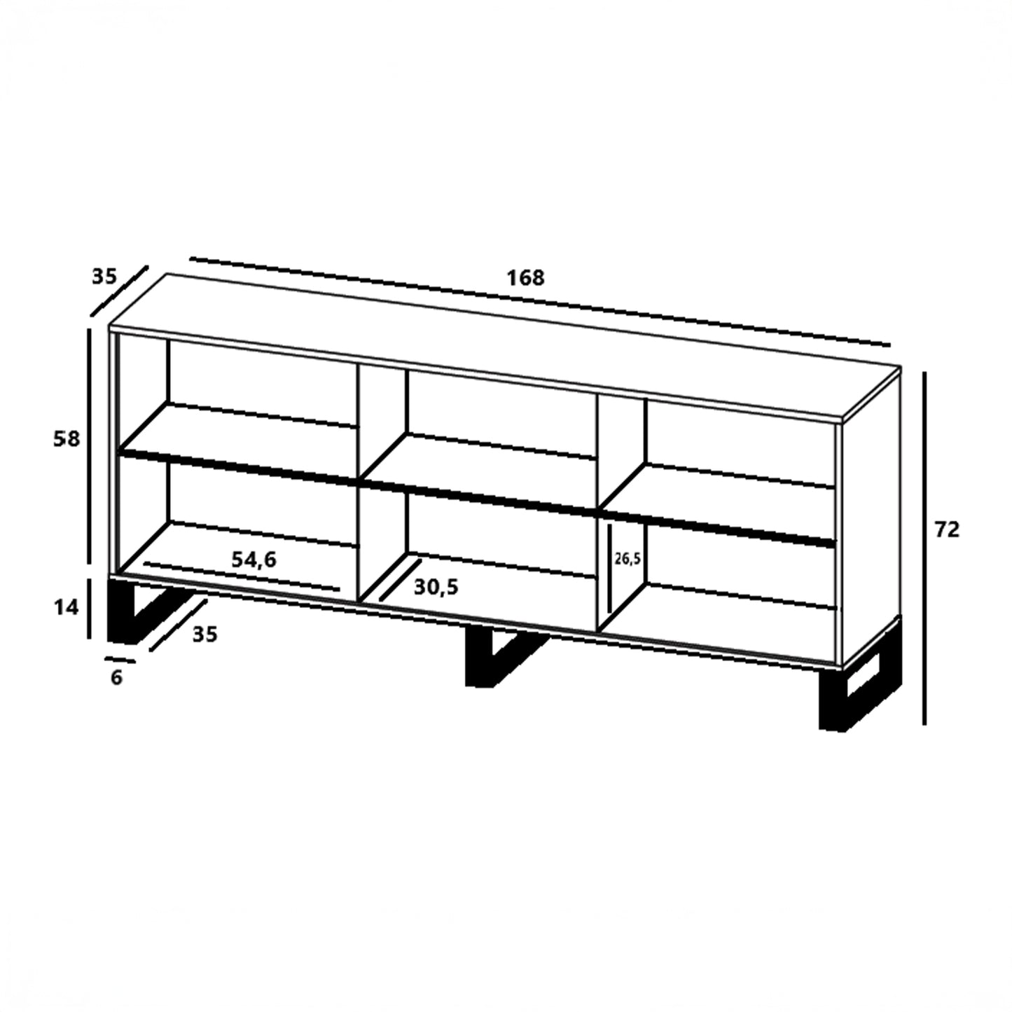 Apollo Modern Sideboard with 3-Door Design and Metal Legs – Grey / Oak Wotan