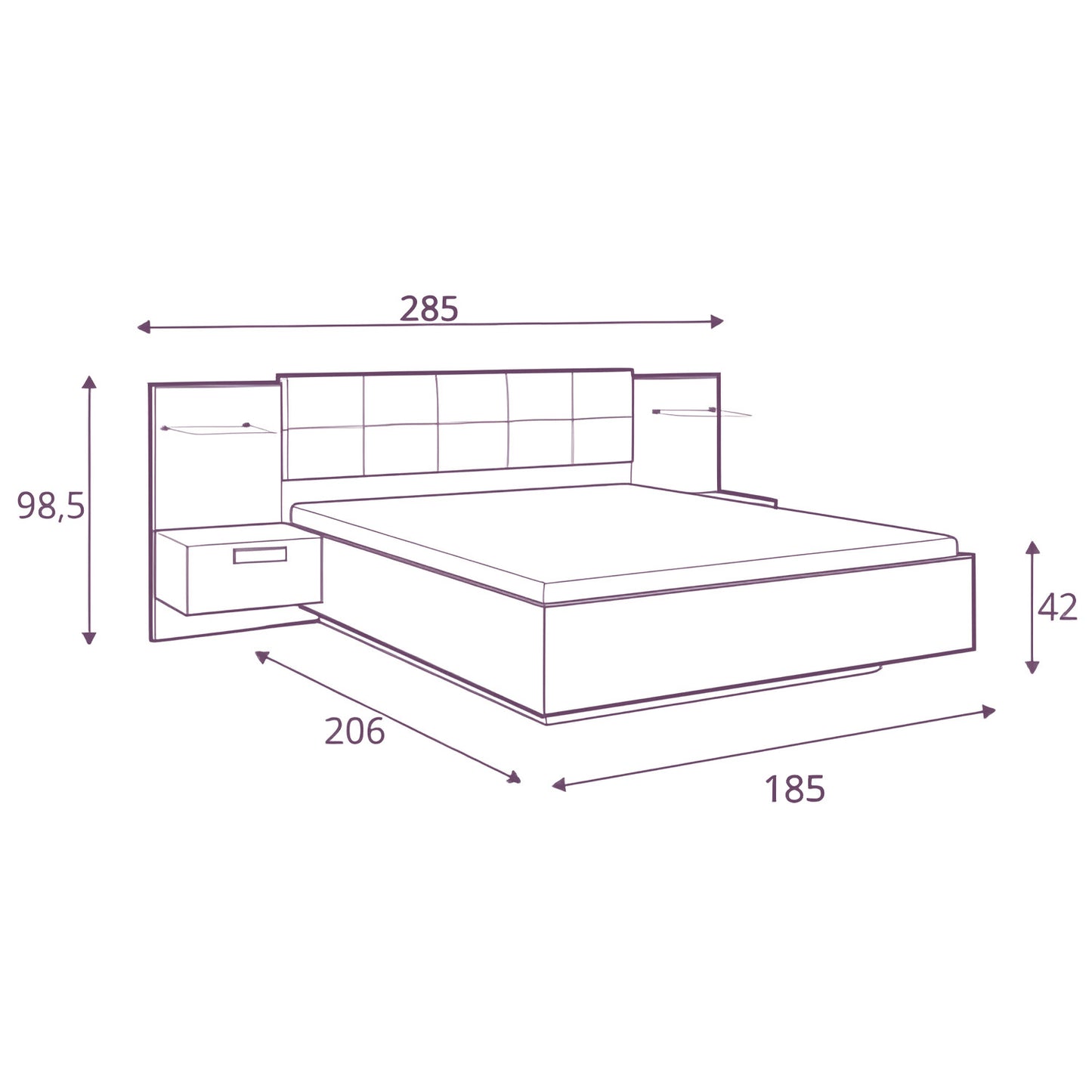 Kassel Super King Size Bed with Bedside Tables 180/A