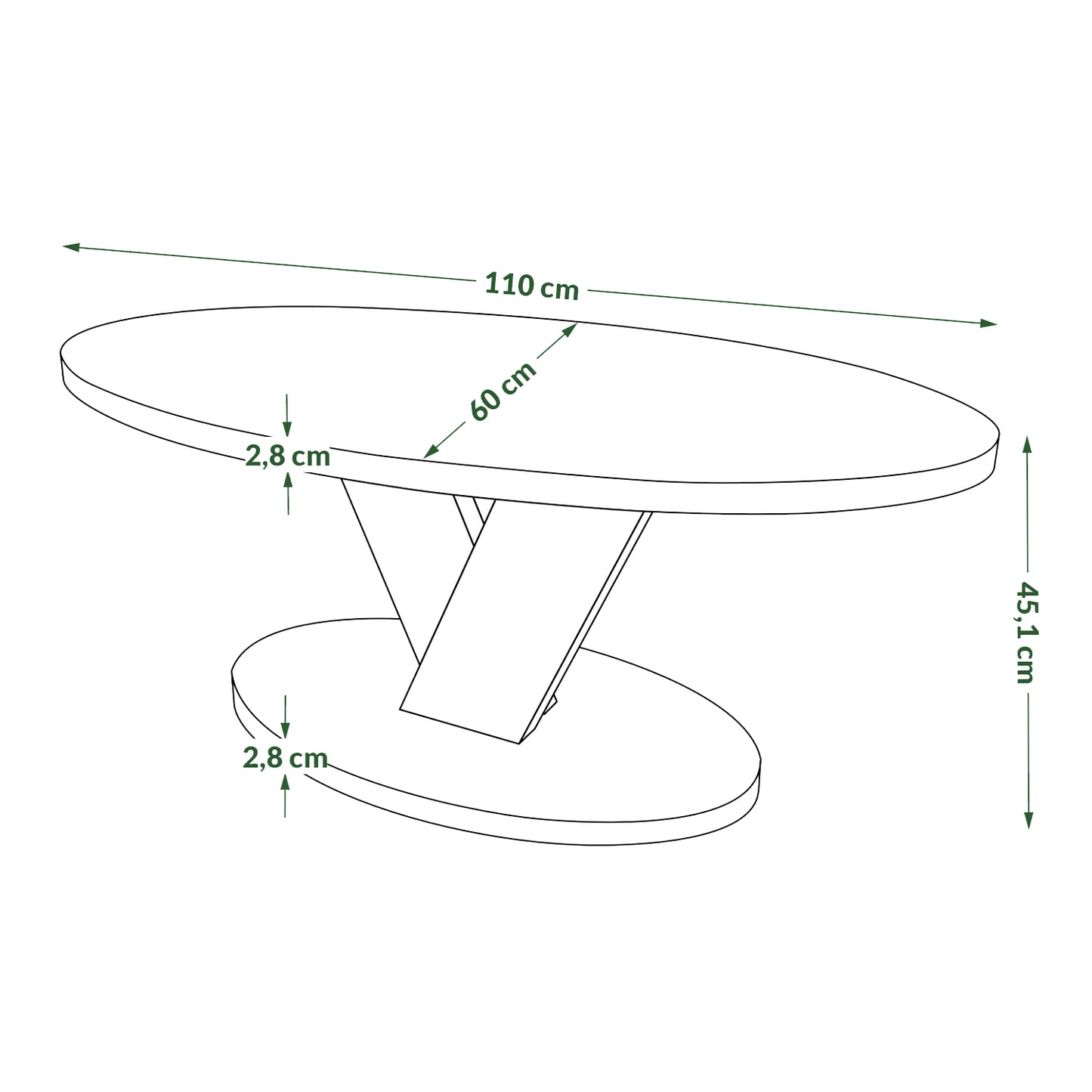 Lova Modern Coffee Table Oval Design - White / Black