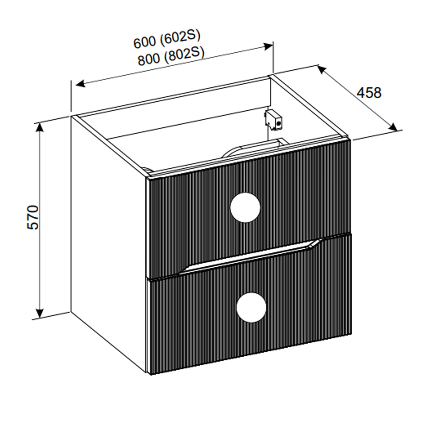 Nordic Bathroom Set 80cm with 2 Drawers with Basin and Tall Unit - Cremona Oak