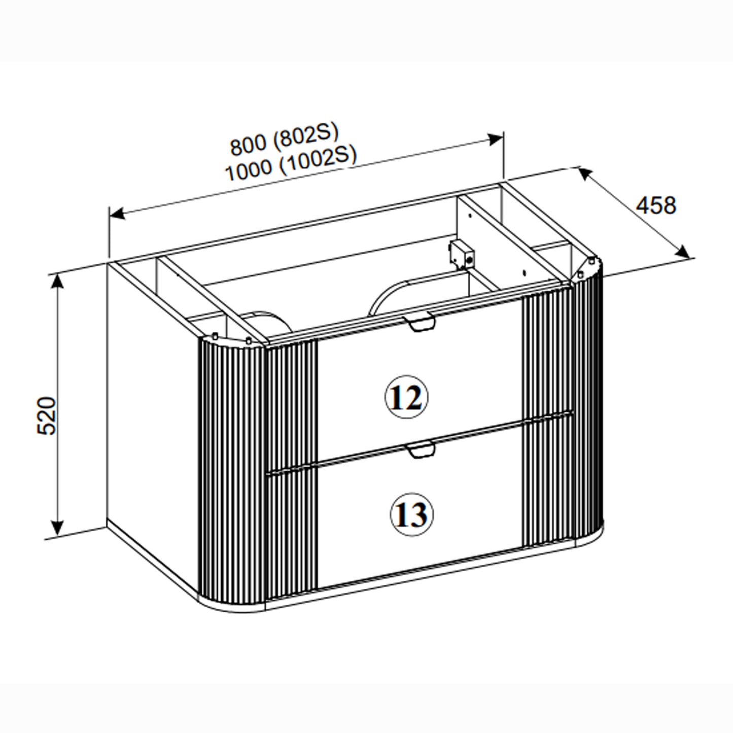 Ovalia Bathroom cabinet 100cm and Basin - Cremona