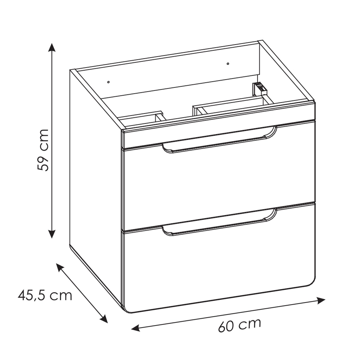 Aruba Modern Wall-Mounted 60cm Bathroom Vanity Unit with Basin - White / Oak Craft