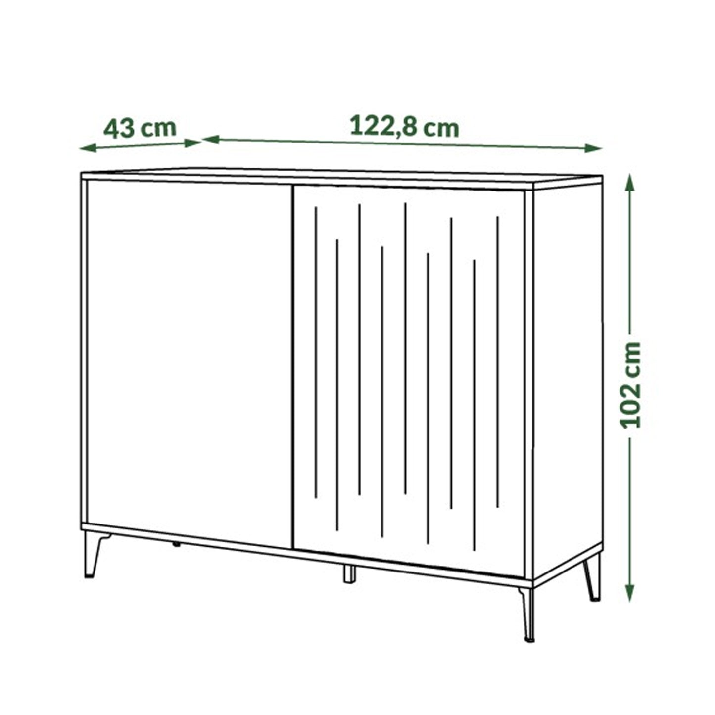 Rimini Premium 2 Door Textured Sideboard Cabinet – Elegant Walnut / Black