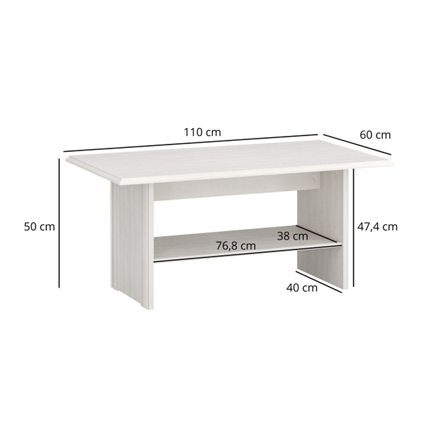Tilda Elegant Coffee Table with Open Shelf - Fineline Crema