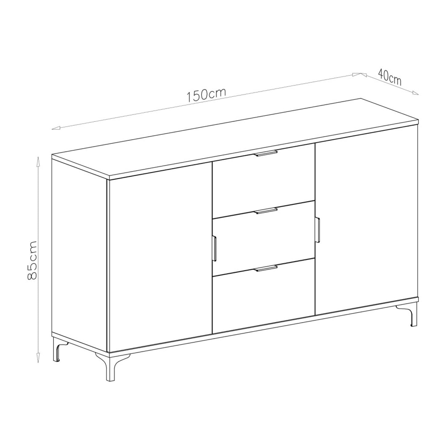 Lana Modern Storage Sideboard with Cabinets and Drawers - Beige
