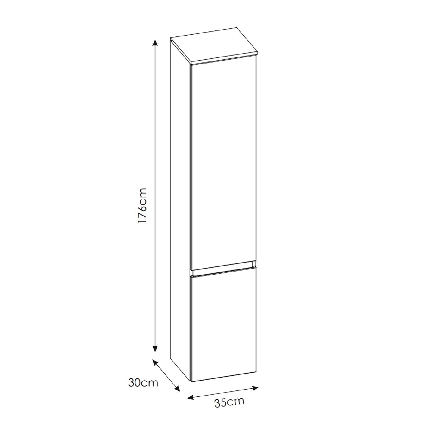 Platinum Bathroom Cabinet Vanity Tall Unit - White/Gold Craft Oak