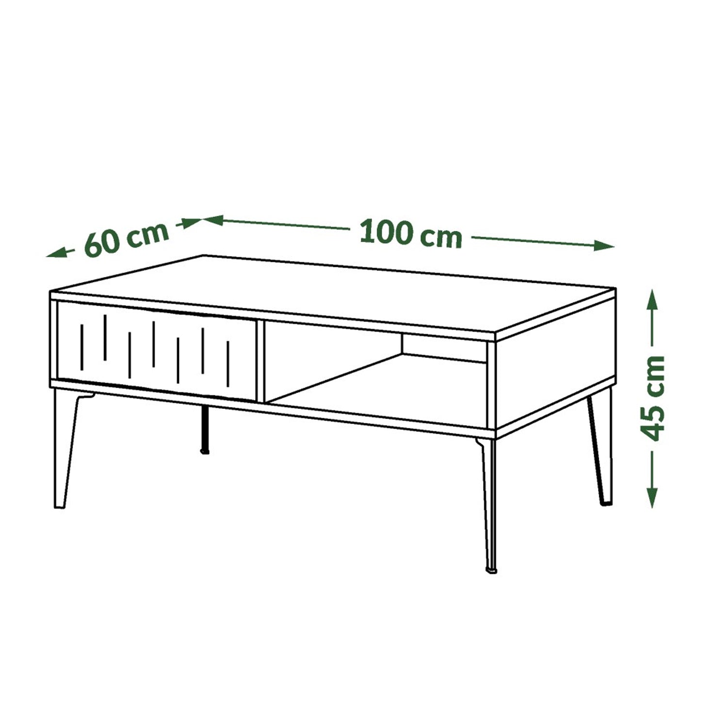 Rimini Premium Coffee Table with Storage and Drawer – Elegant Walnut / Black