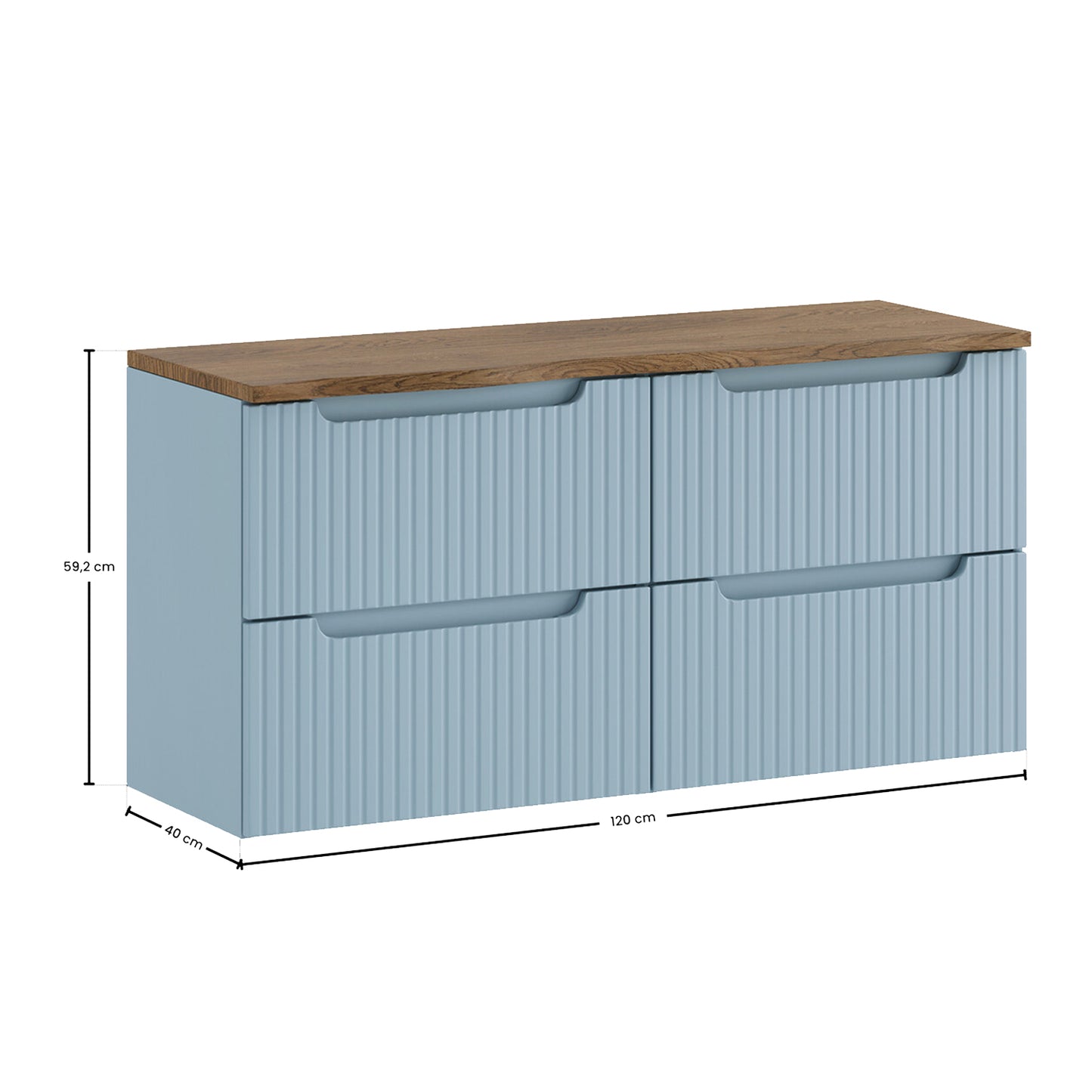Nova Bathroom Cabinet 120cm with Worktop - Baby Blue