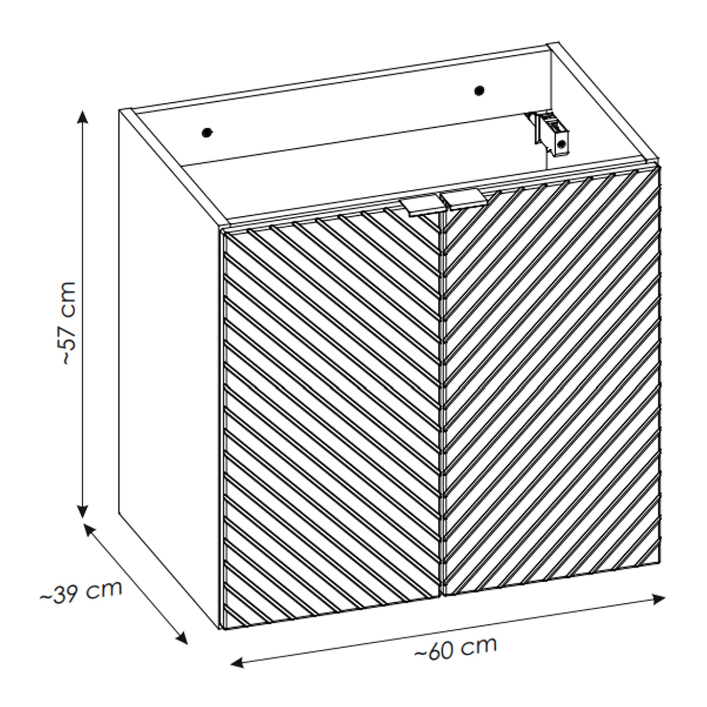 Viva Bathroom Cabinet 60cm with Doors and Worktop - Cashmere